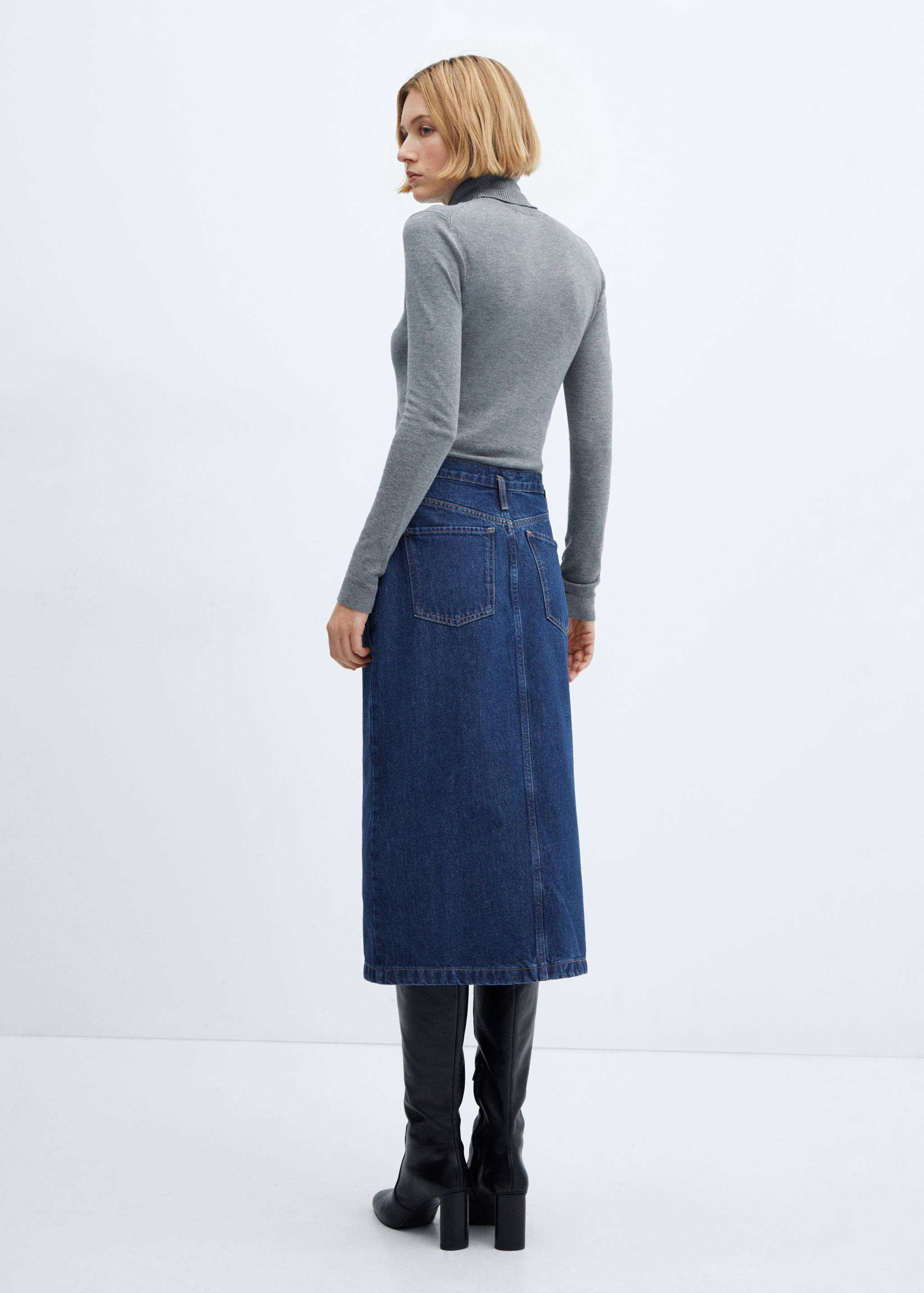 Denim midi-skirt - Reverse of the article
