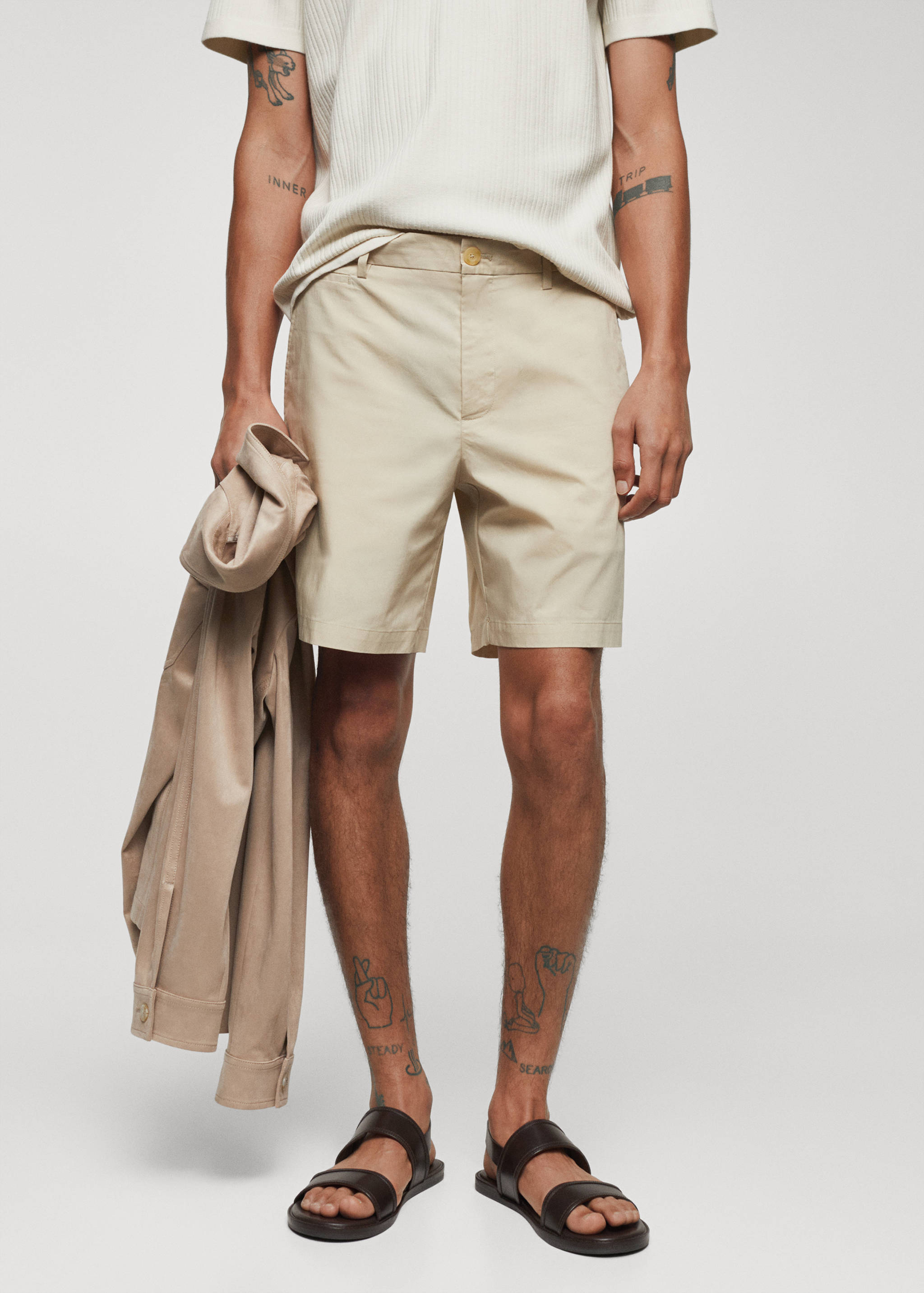 Slim fit cotton Bermuda shorts - Medium plane