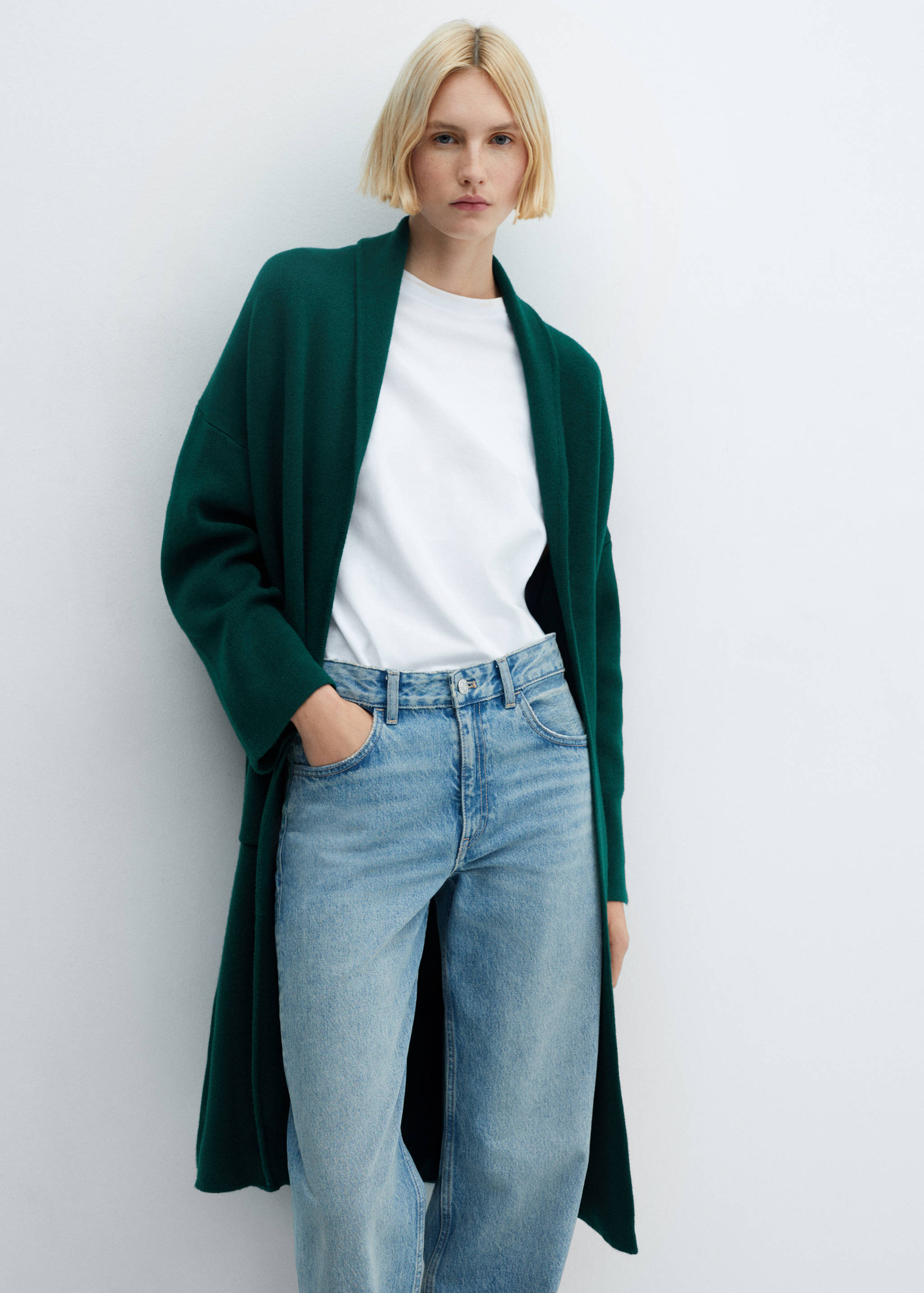 Gebreide oversized jas met zakken - Middenvlak