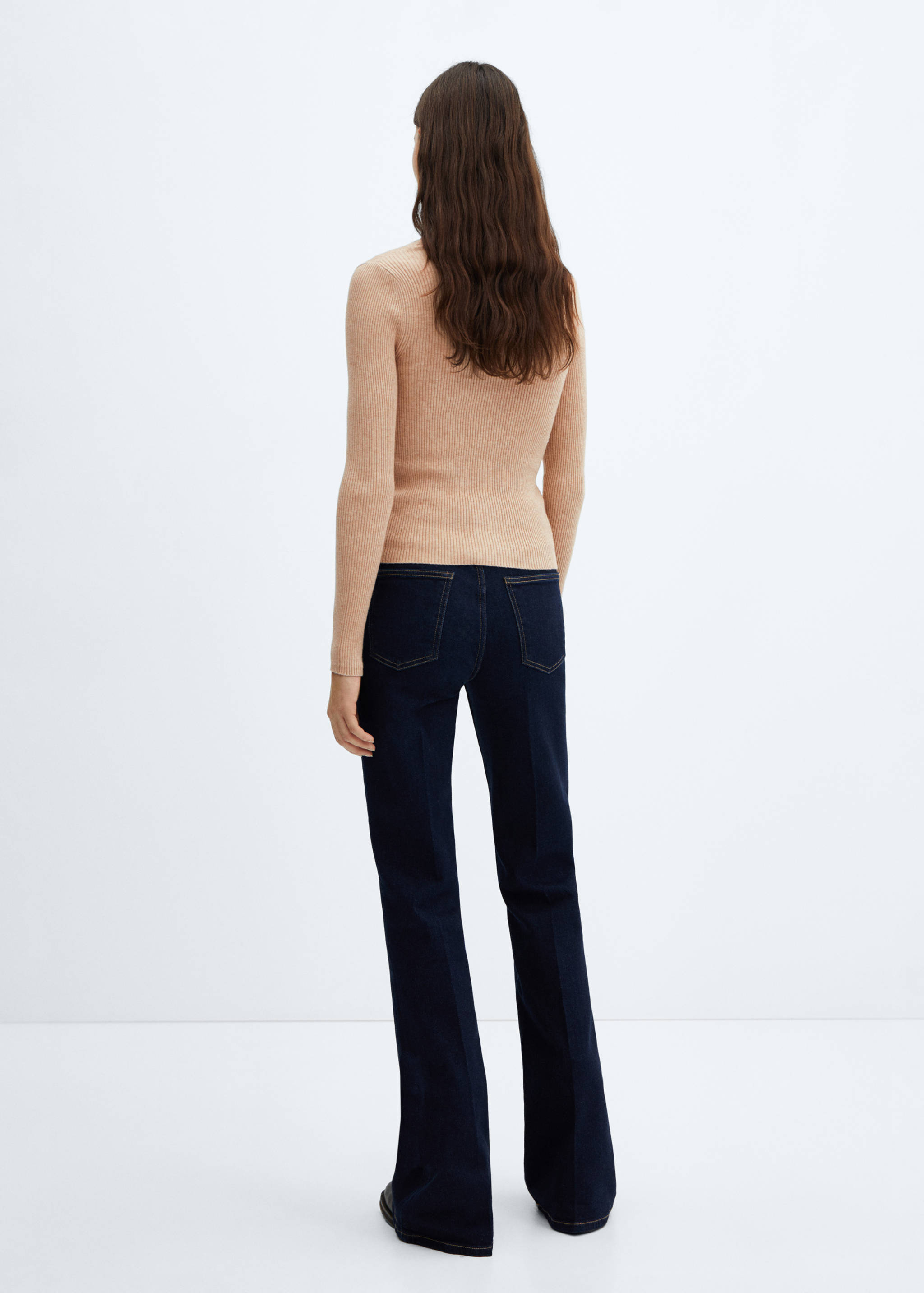 Žebrovaný kardigan s výstřihem do V - Zadní strana zboží