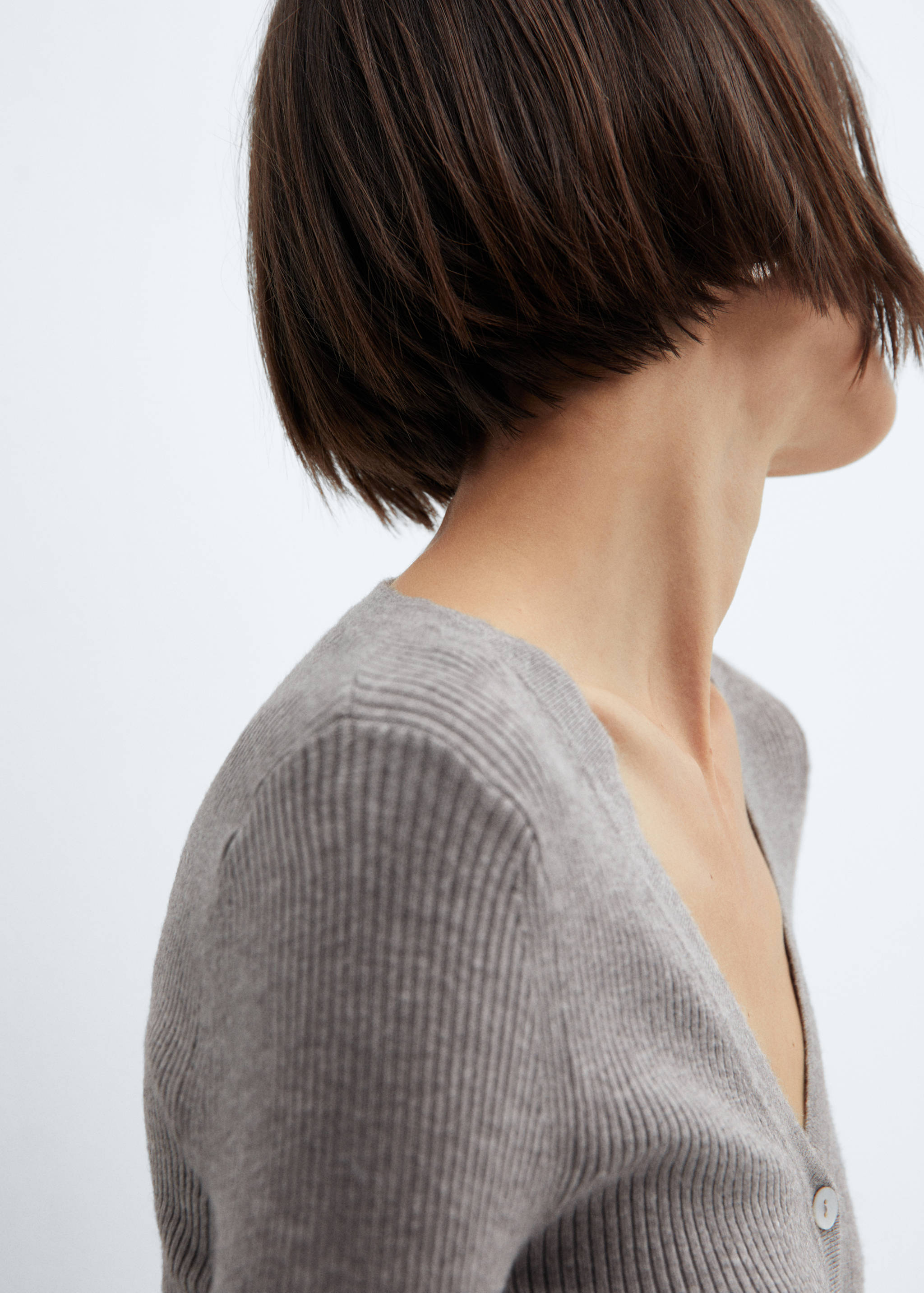 Žebrovaný kardigan s výstřihem do V - Detail zboží 1