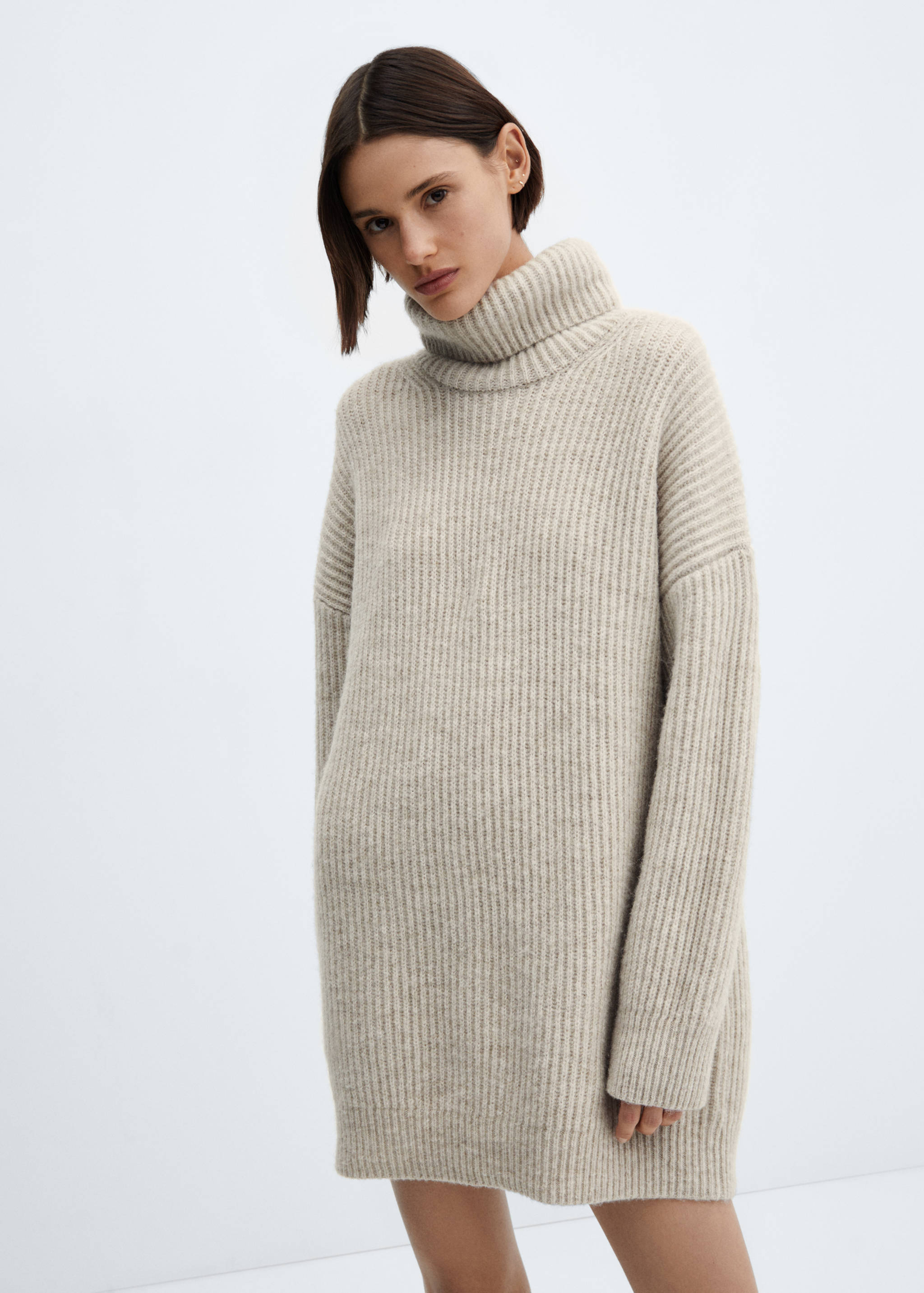 Ribbed turtleneck dress - Medium plane
