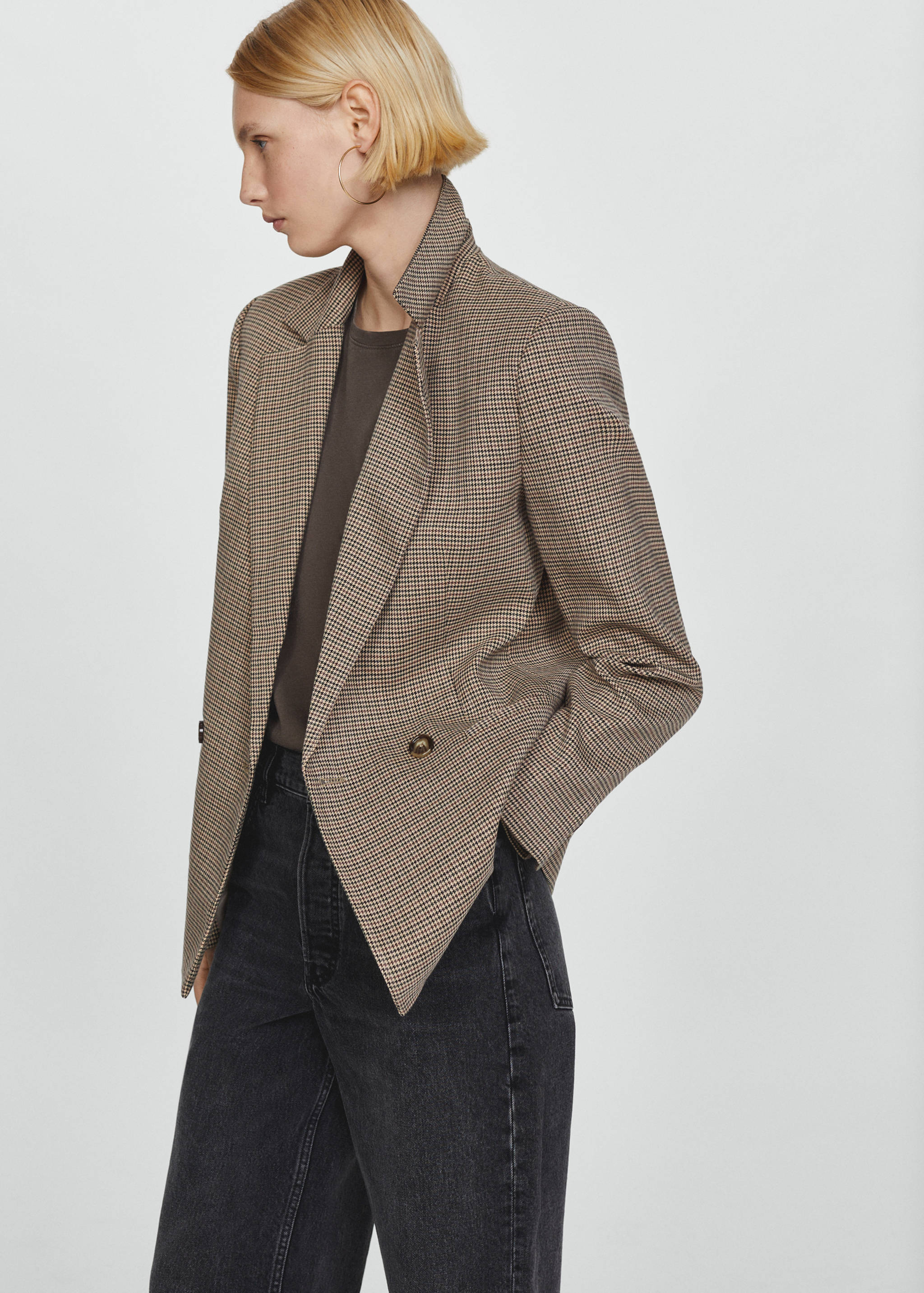 Double-breasted blazer with button - Medium plane