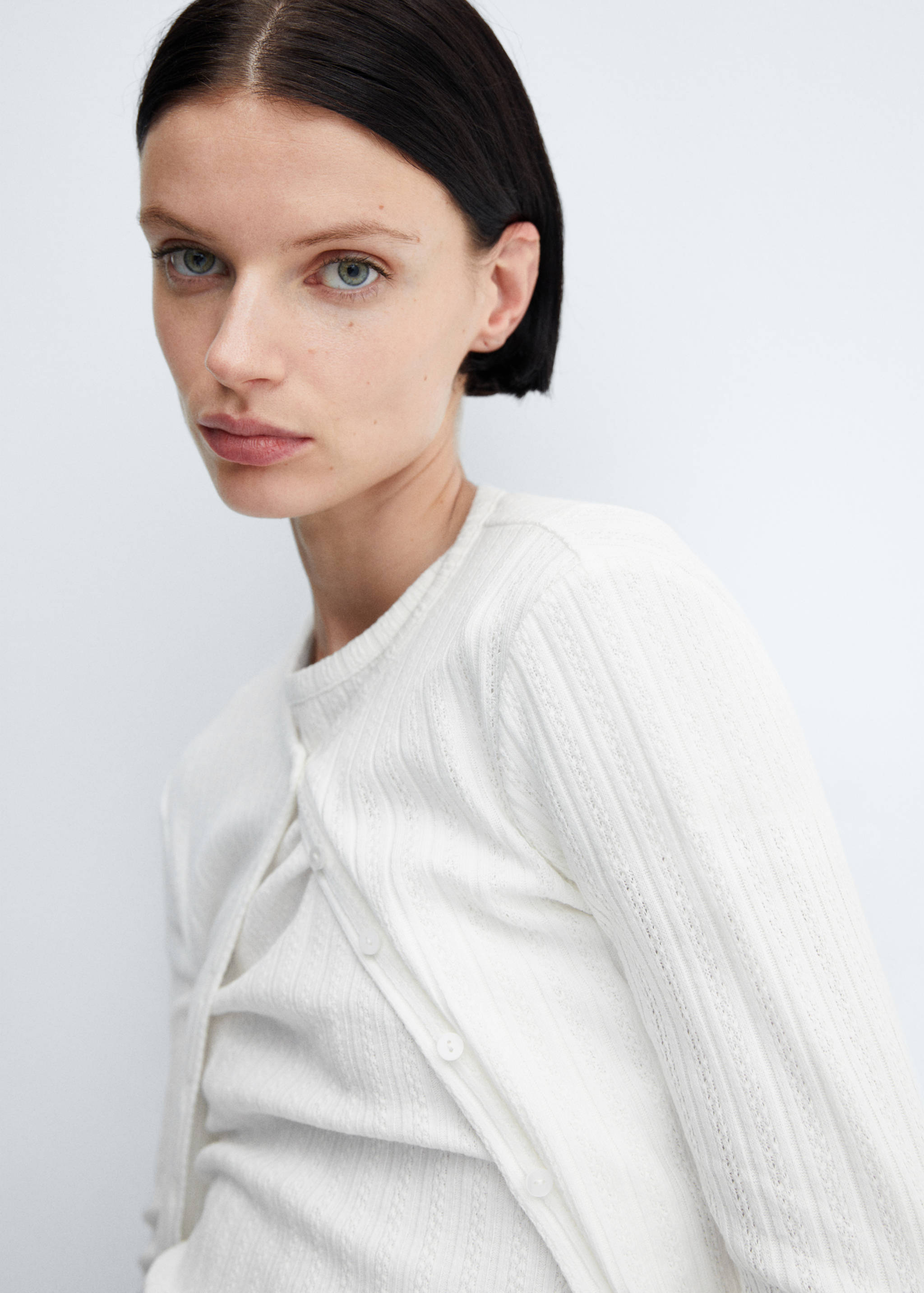 Textured rib-knit cardigan - Details of the article 1