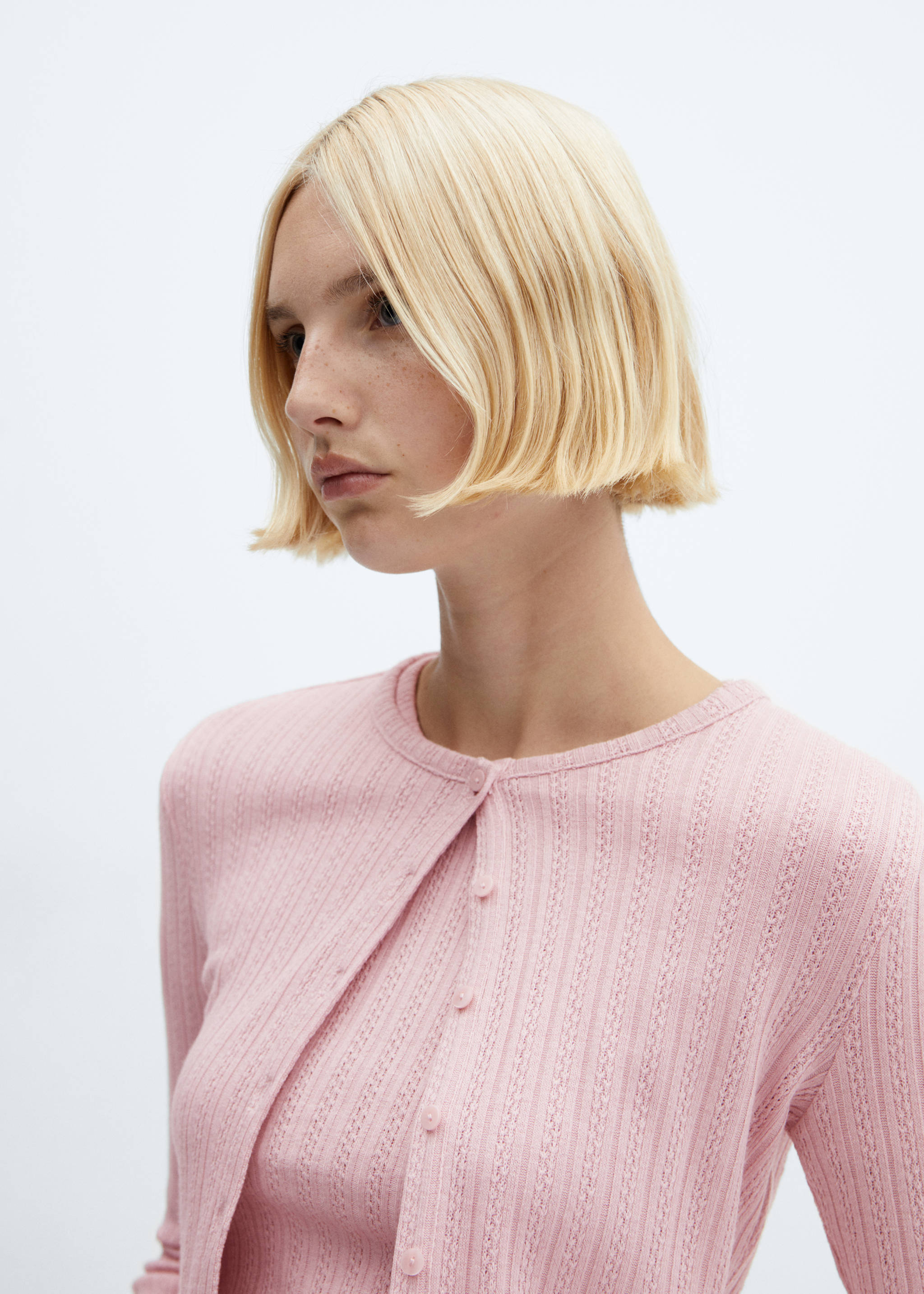 Textured rib-knit cardigan - Details of the article 1