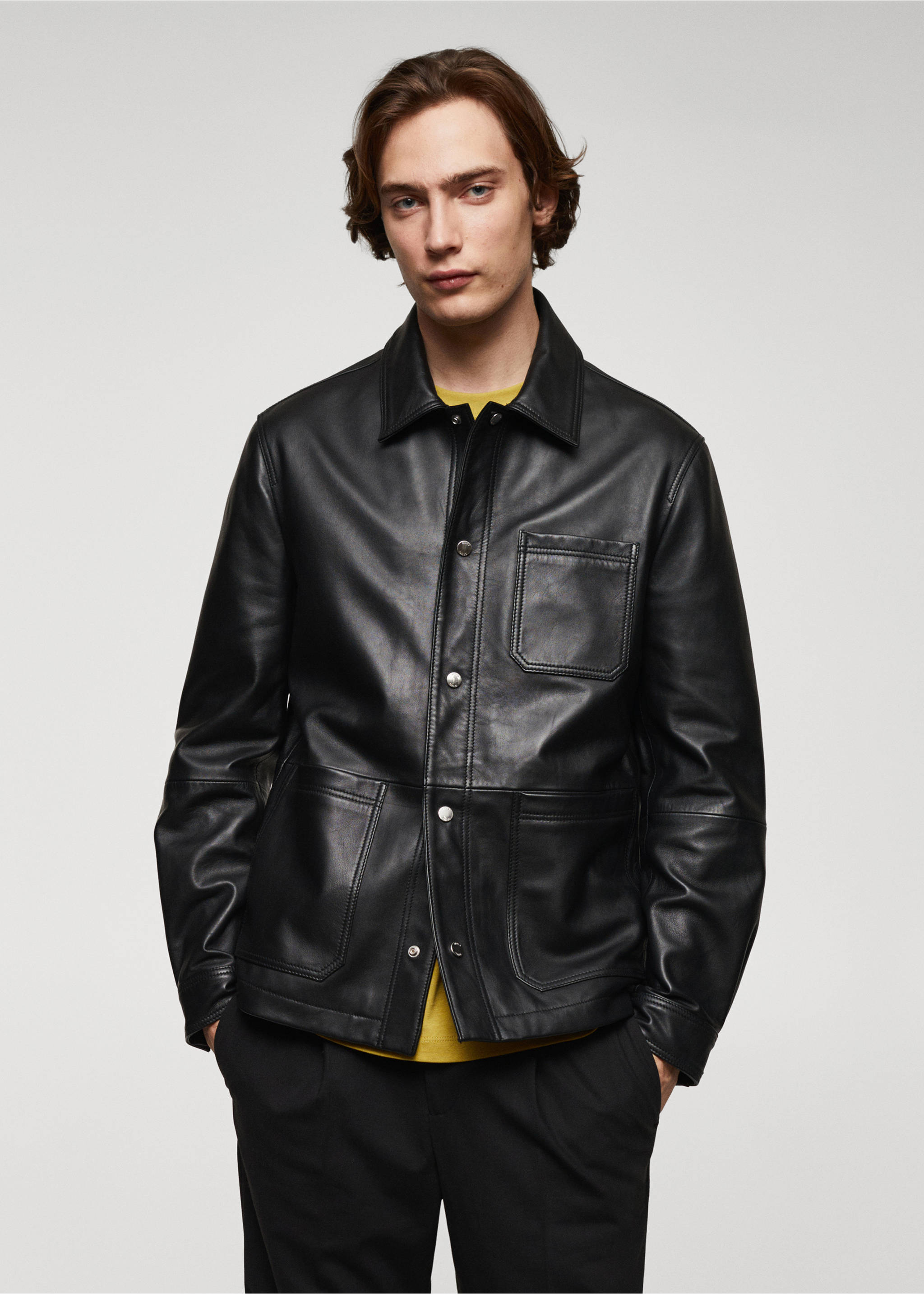100% nappa leather jacket - Medium plane, Black. Ref: 67090617-00.
