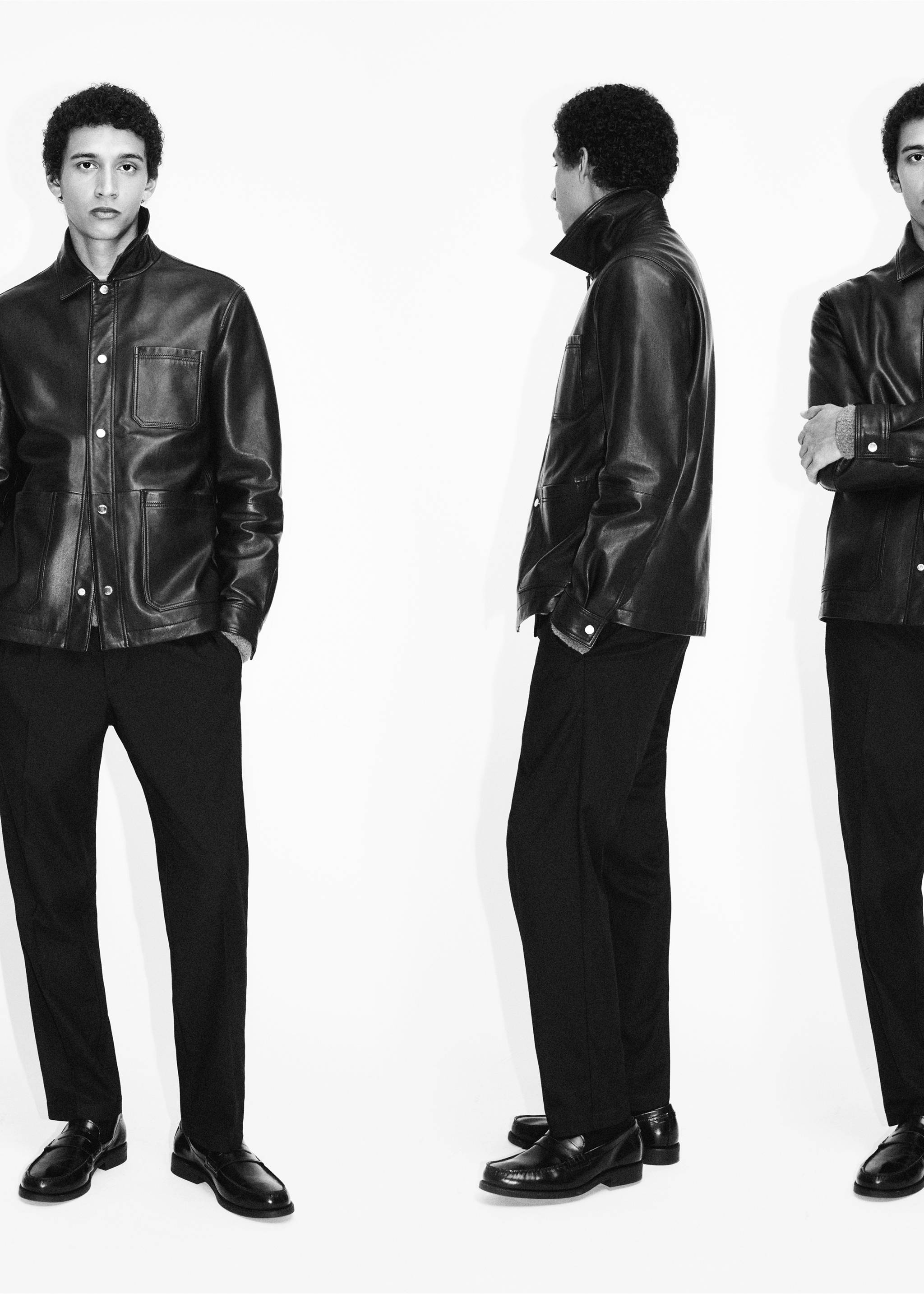 100% nappa leather jacket - Details of the article 6, Black. Ref: 67090617-00.