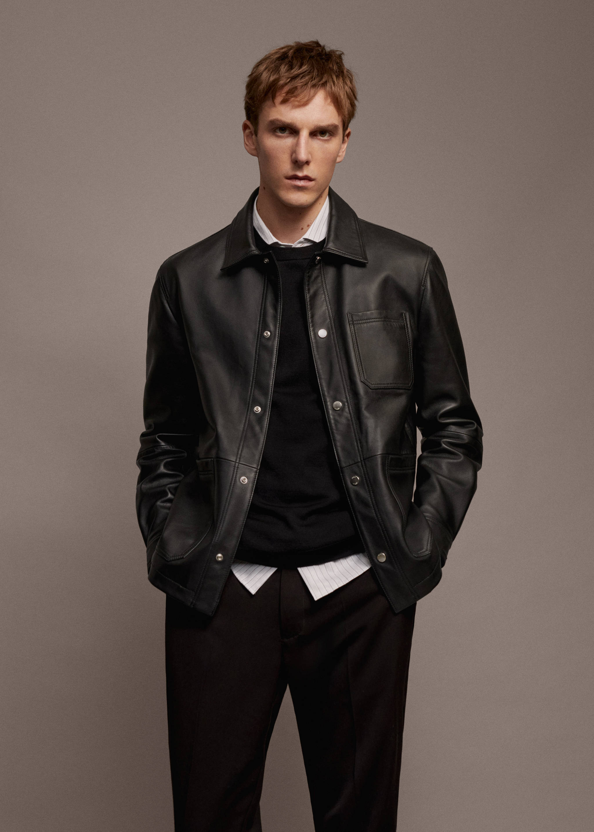 100% nappa leather jacket - Details of the article 5, Black. Ref: 67090617-00.