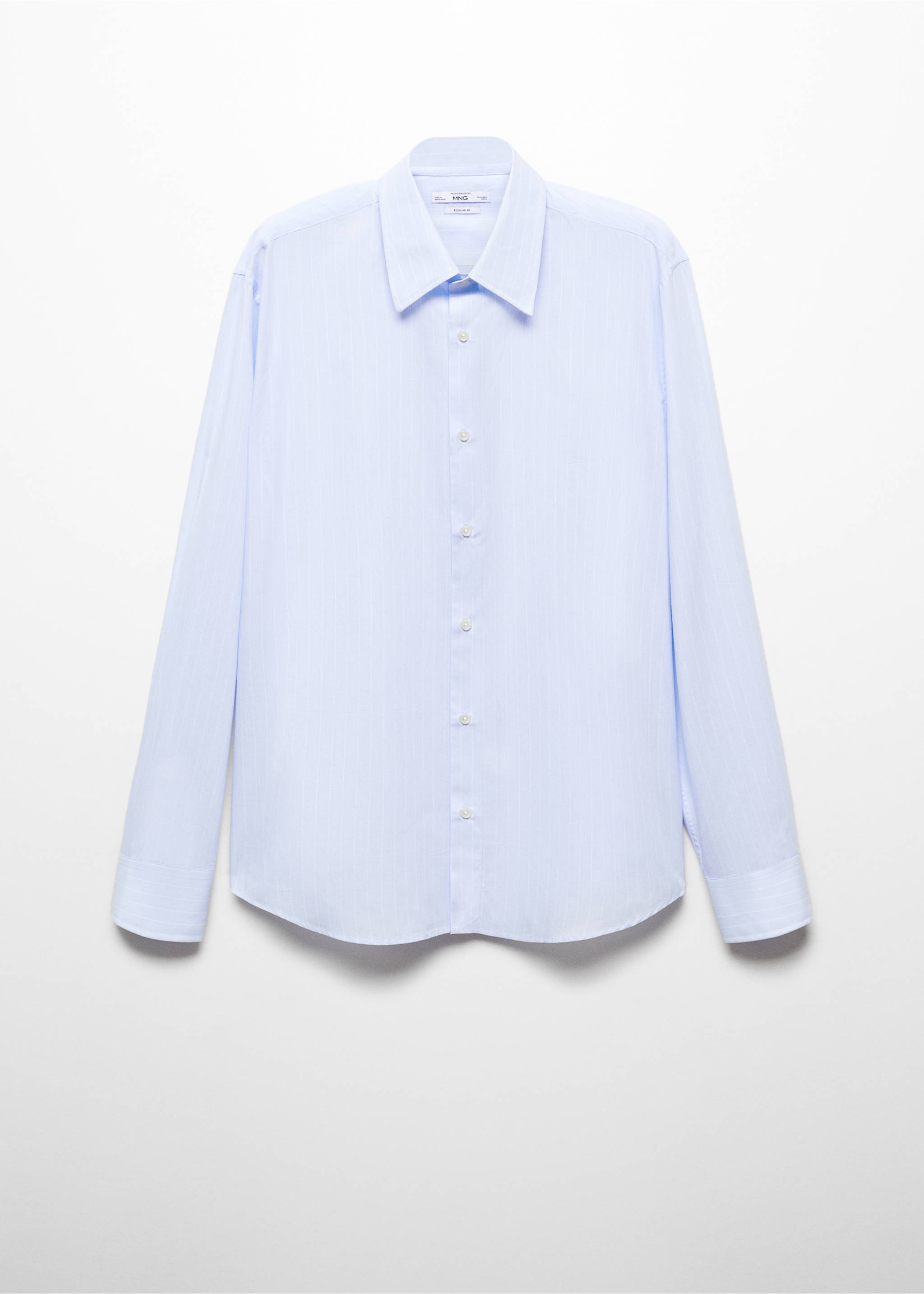 Gestreiftes Regular Fit-Anzughemd aus Baumwolle - Artikel ohne Model, Himmelblau. Ref: 67090621-00.