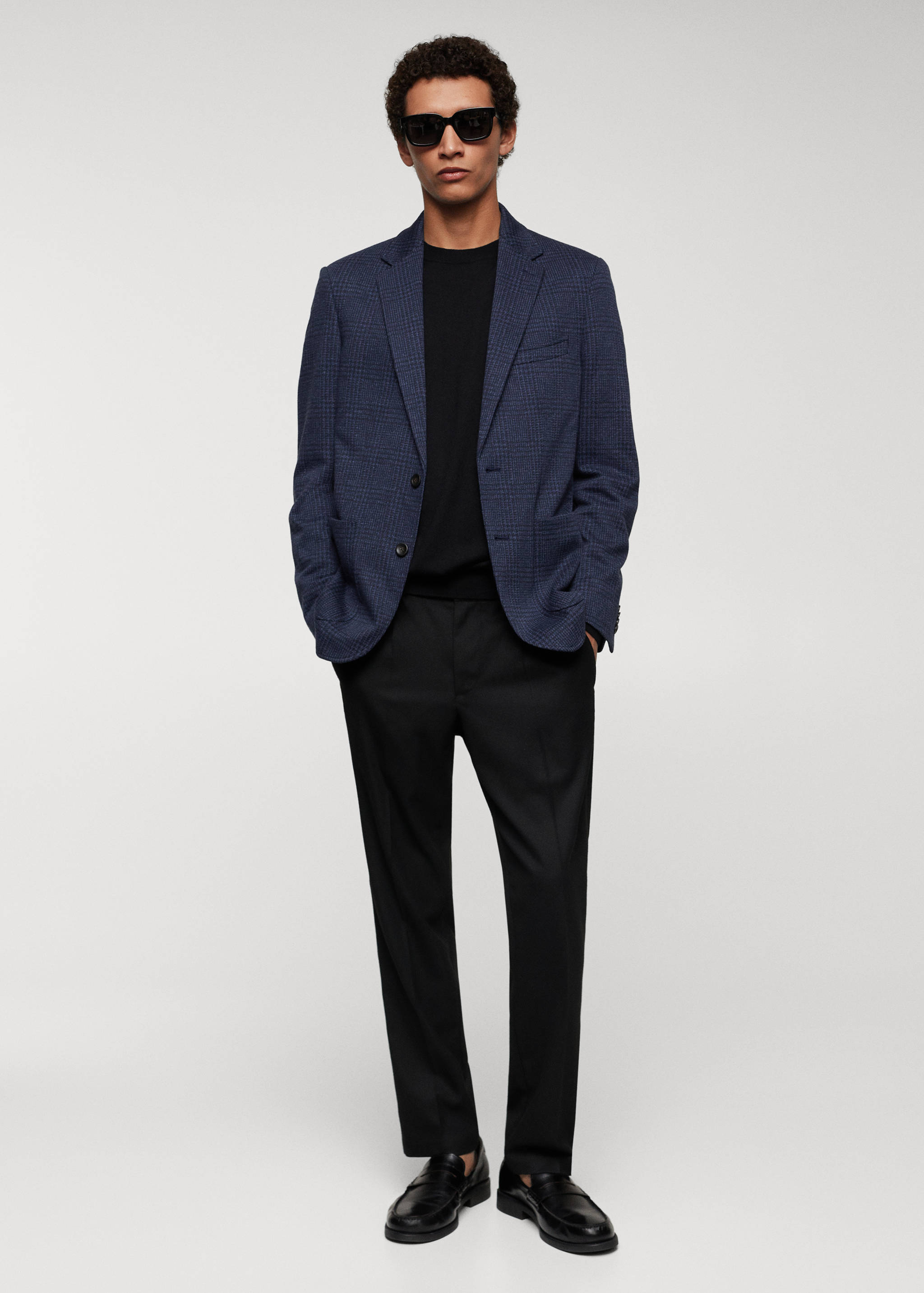 Karierter Slim Fit-Blazer aus Baumwolle - Allgemeine Ansicht