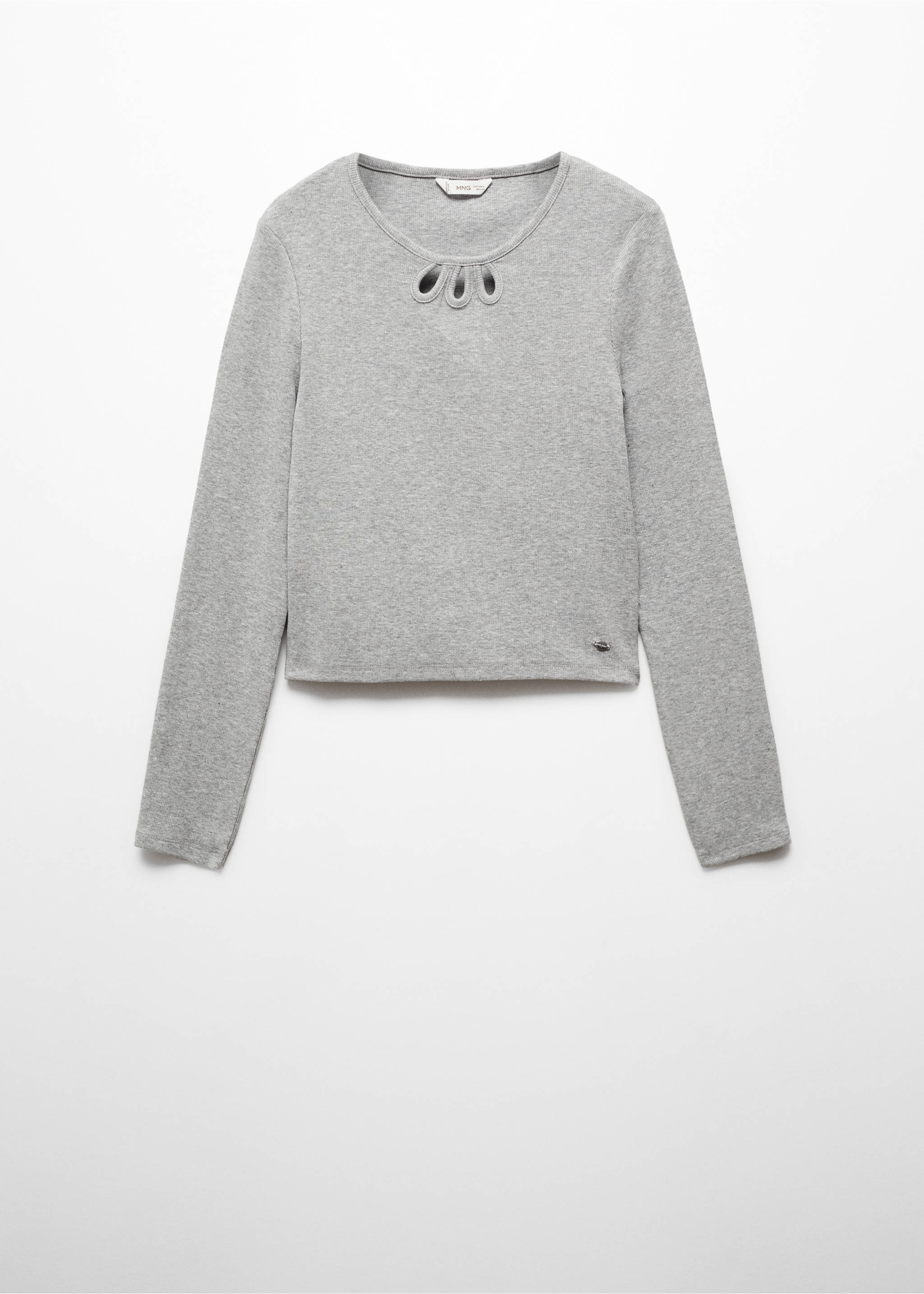 Long-sleeve t-shirt with cut-out - Article without model, Medium Heather Grey. Ref: 67090629-00.