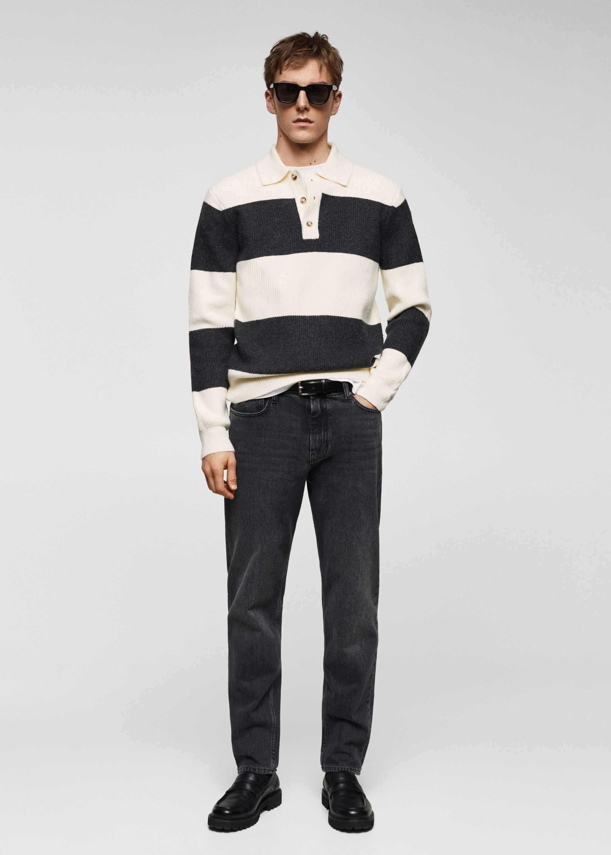 Gestreiftes Poloshirt mit Rippmuster - Allgemeine Ansicht
