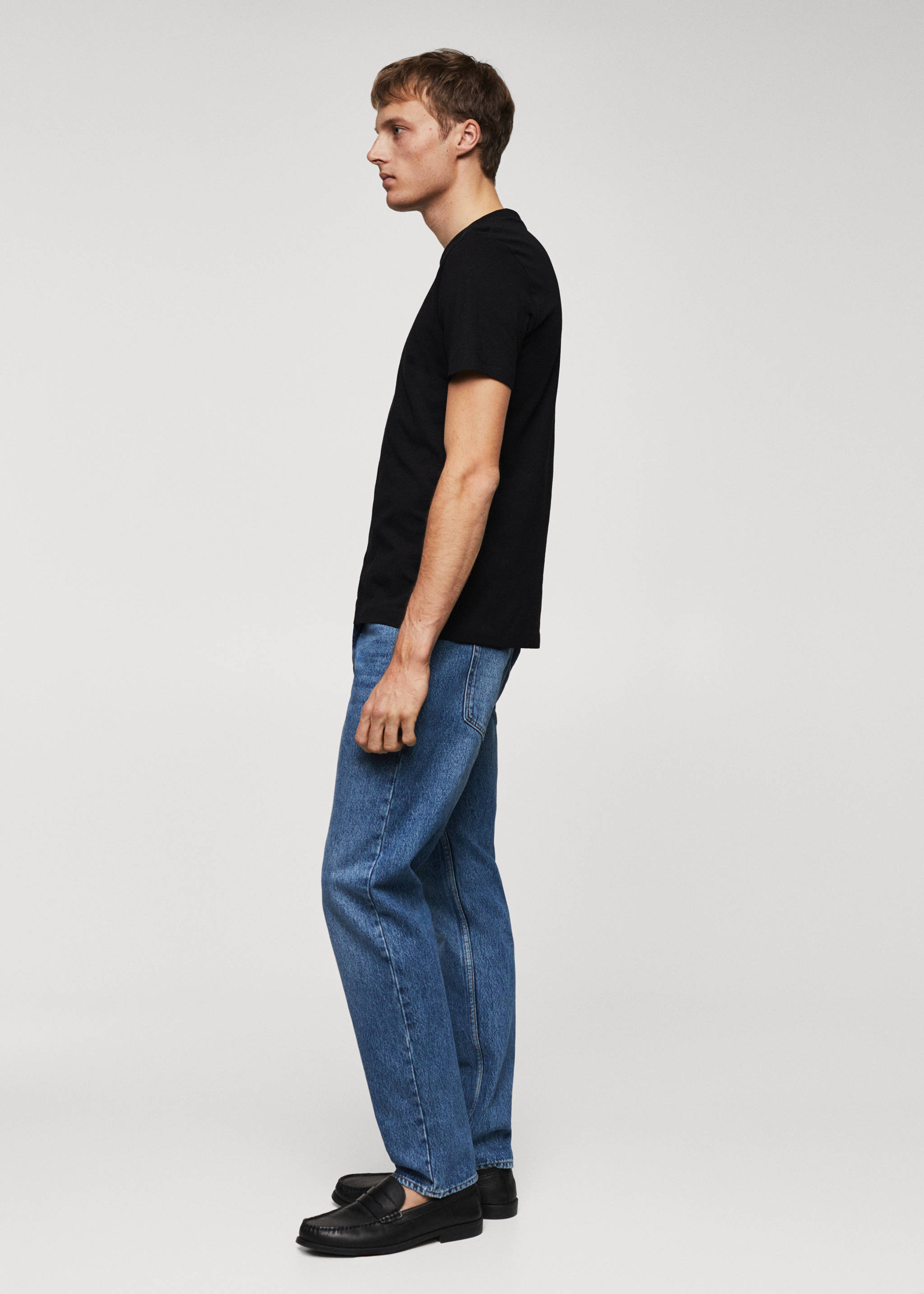 Tricou simplu bumbac guler în V - Detaliu al articolului 2