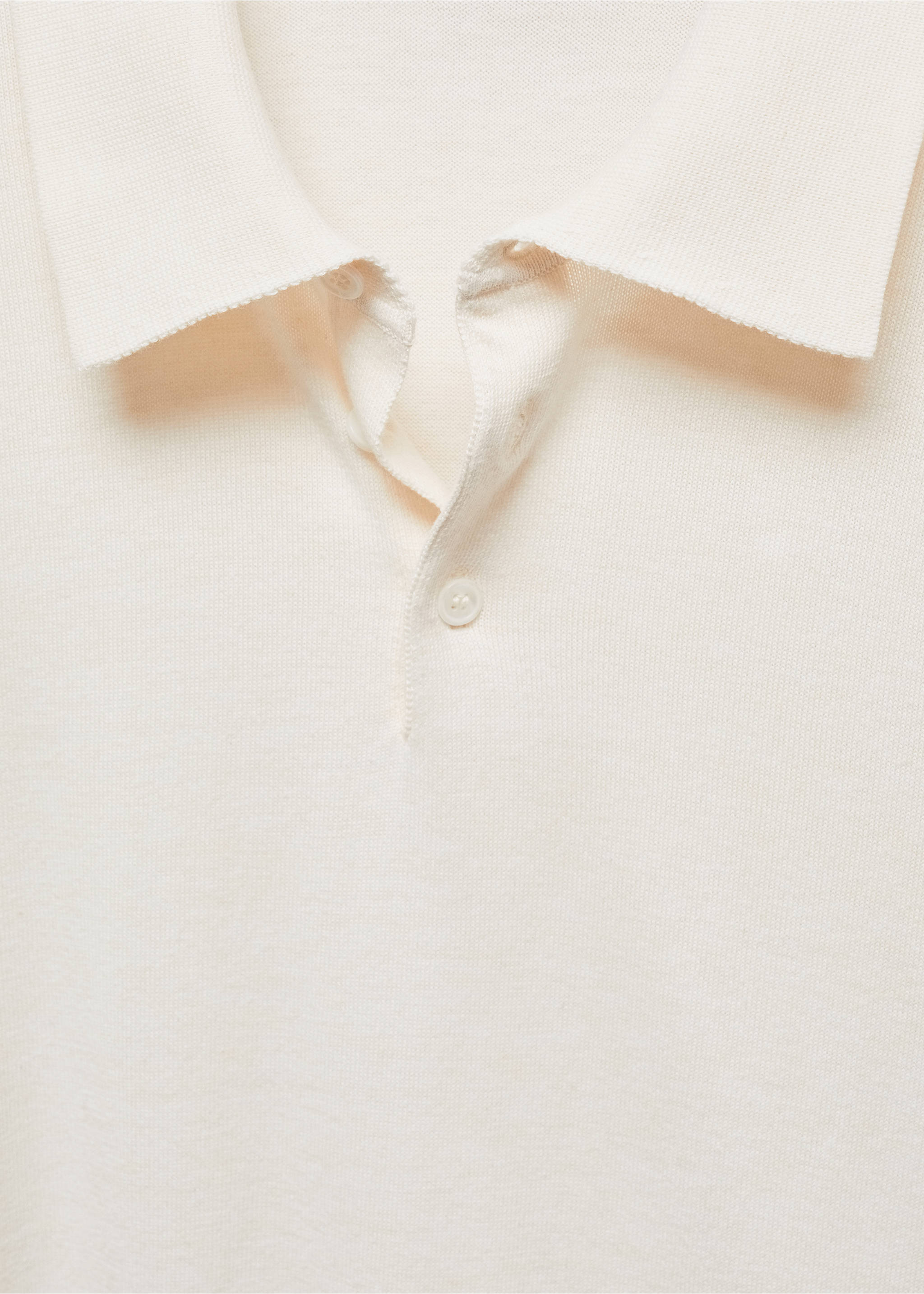 Long-sleeved cotton jersey polo shirt - Details of the article 8, Ecru. Ref: 67090644-00.
