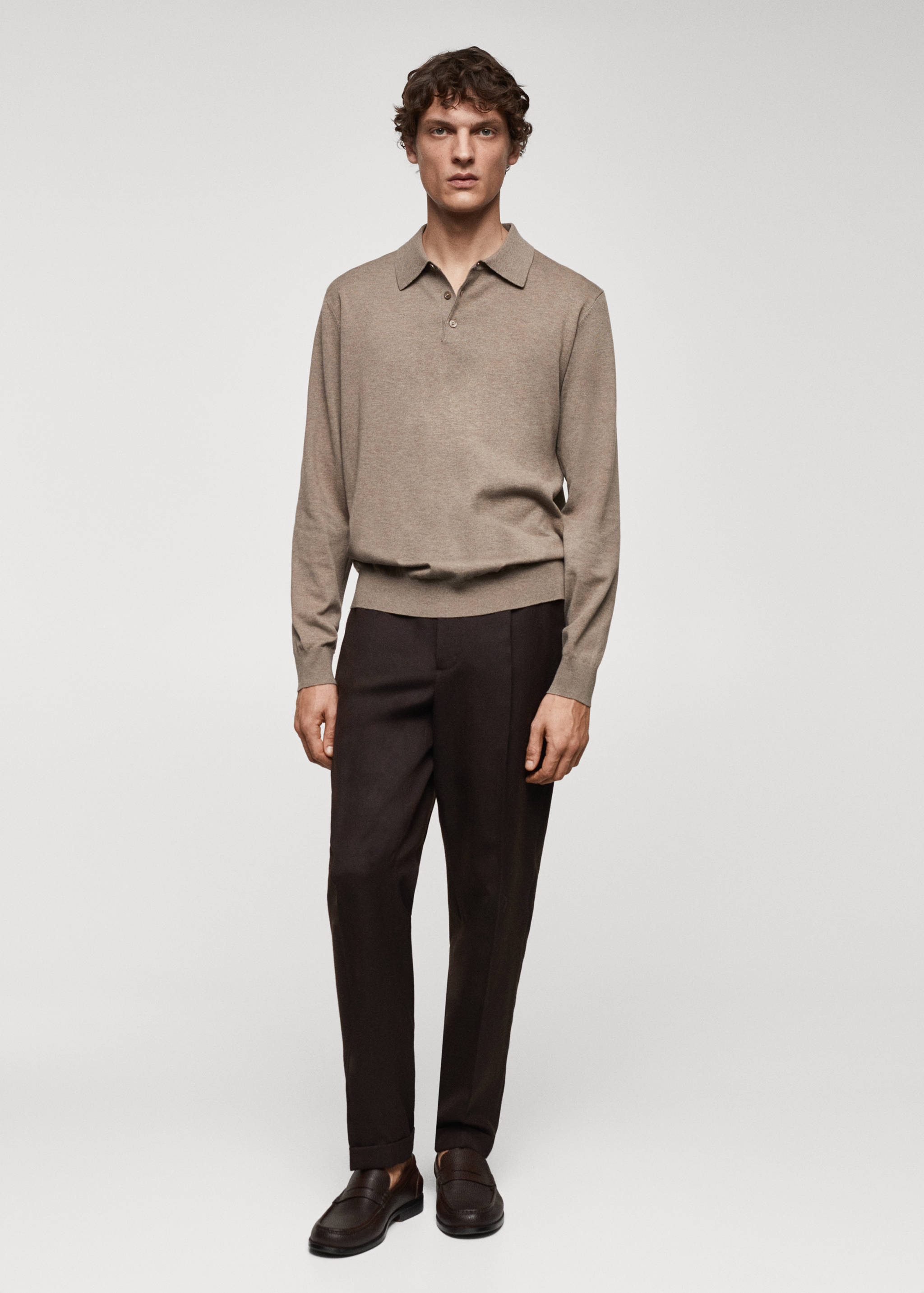 Polo maille coton manches longues - Plan général