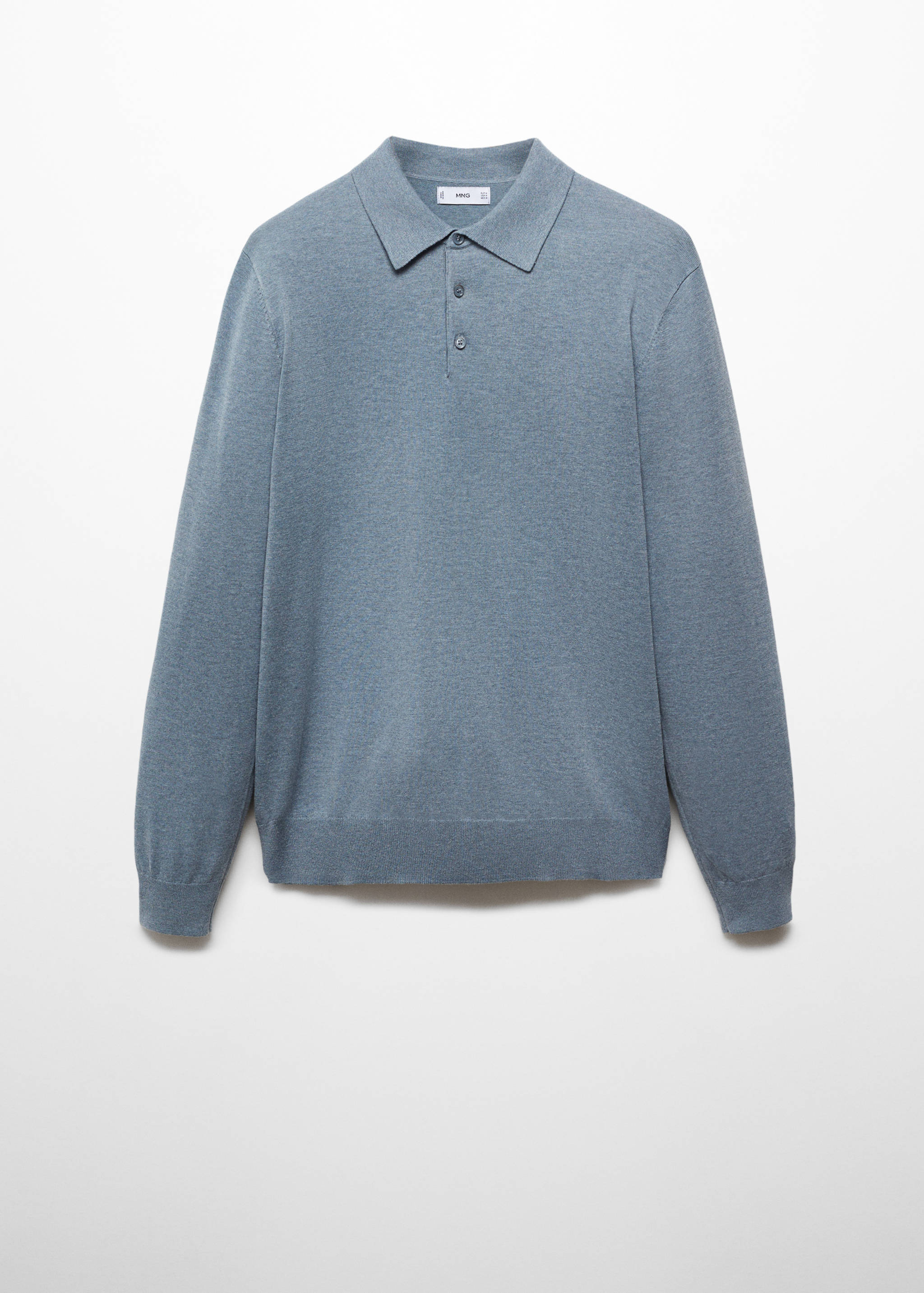 Long-sleeved cotton jersey polo shirt - Article without model