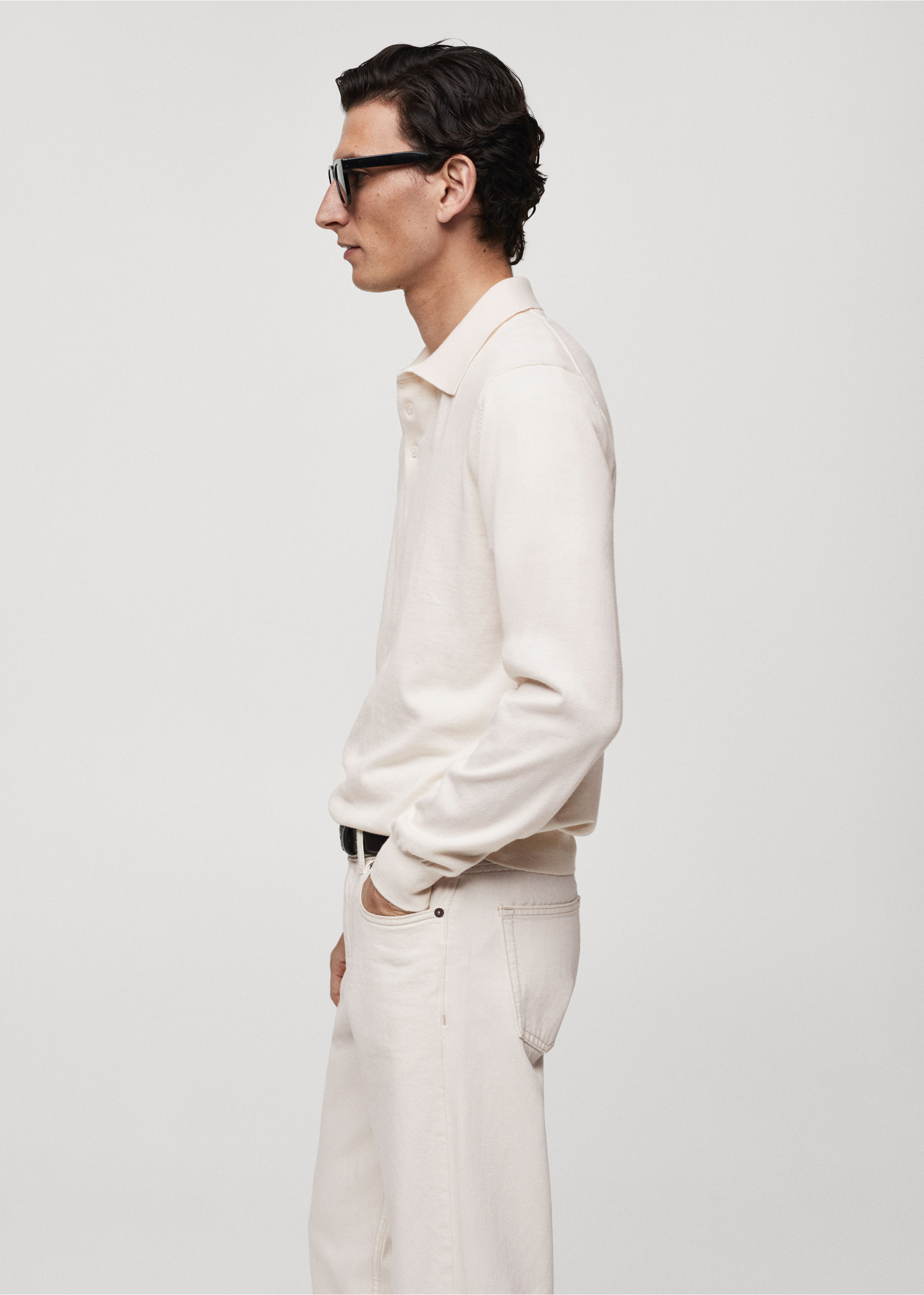 Long-sleeved cotton jersey polo shirt - Details of the article 2