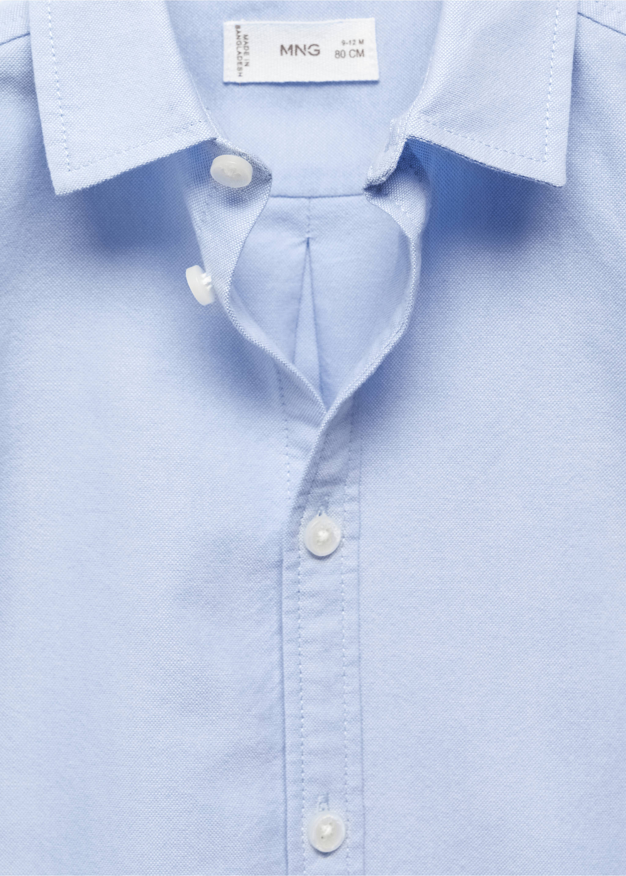 Oxford-Hemd aus Baumwolle - Detail des Artikels 8, Himmelblau. Ref: 67090654-00.