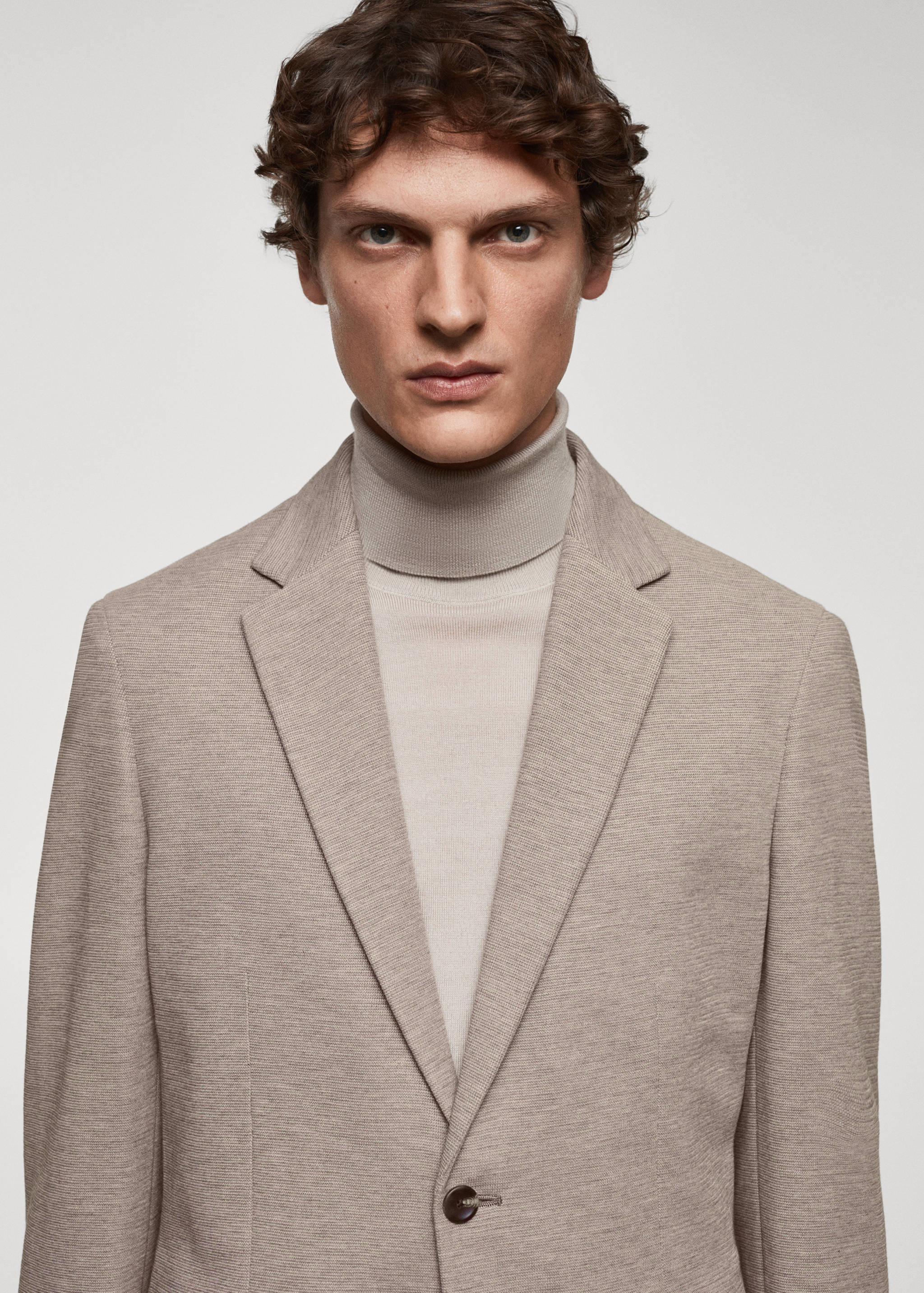 Structured slim fit cotton blazer - Details of the article 1