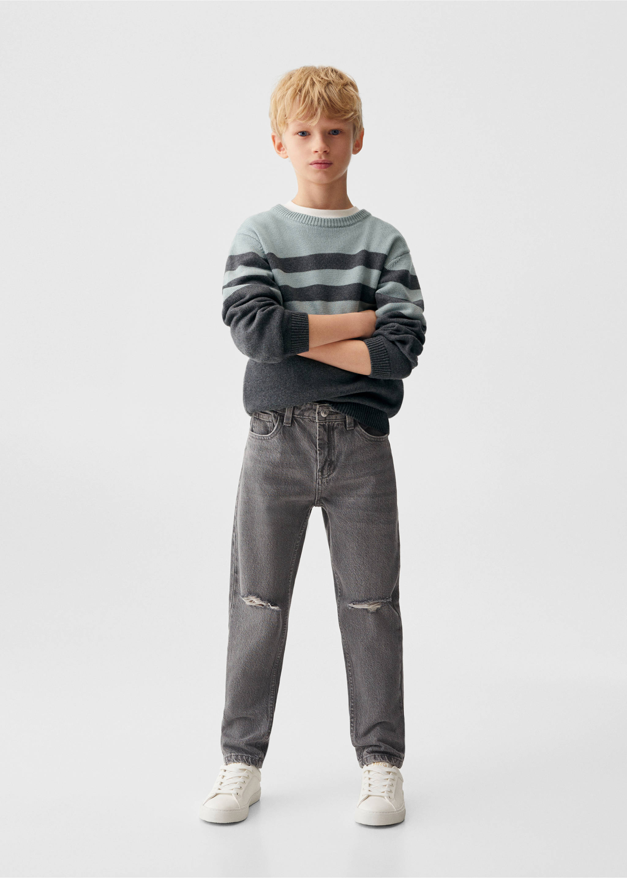 Dad decorative ripped jeans - General plane, Denim Grey. Ref: 67090669-00.