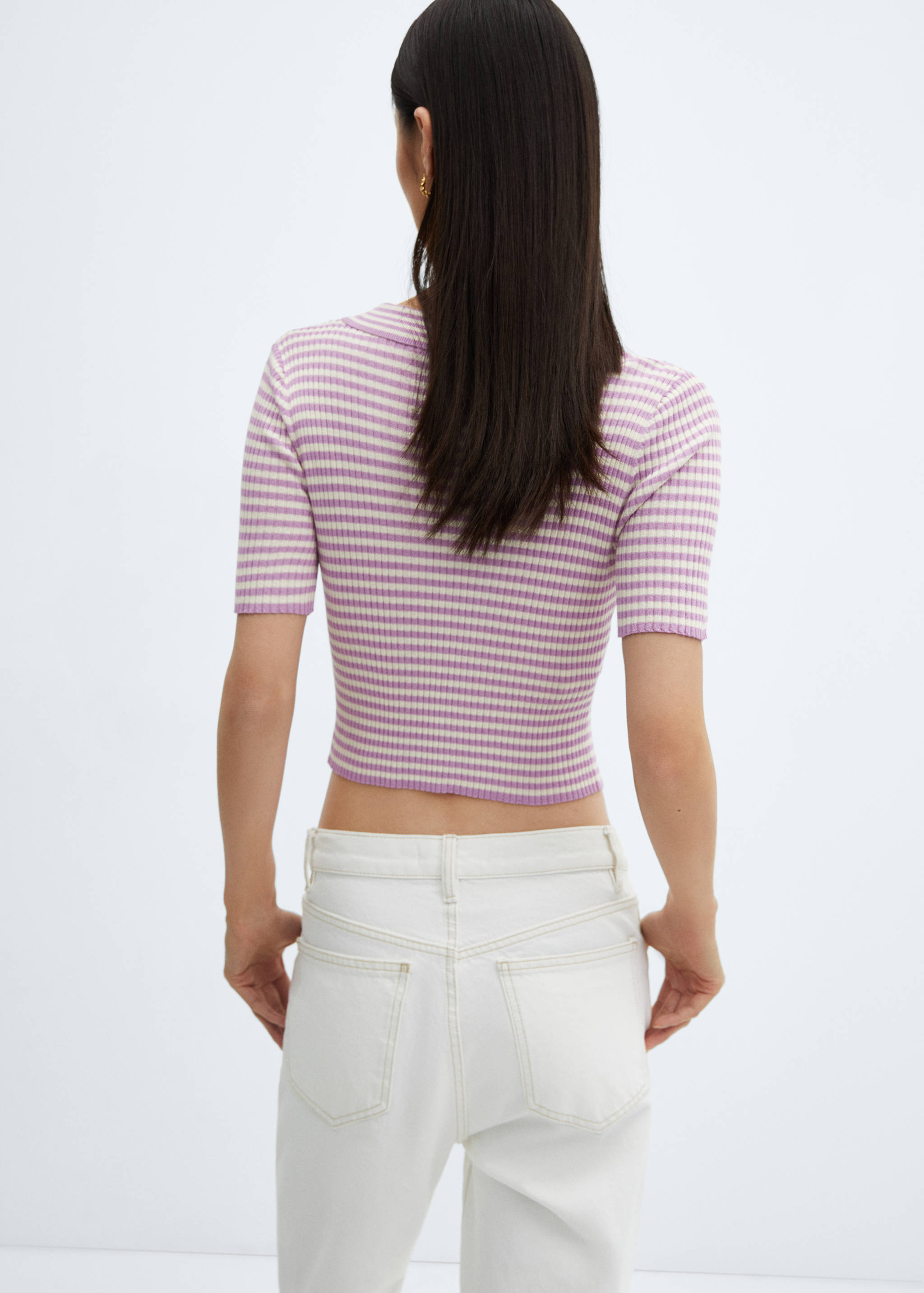 Gestreiftes Poloshirt mit Reißverschluss - Rückseite des Artikels