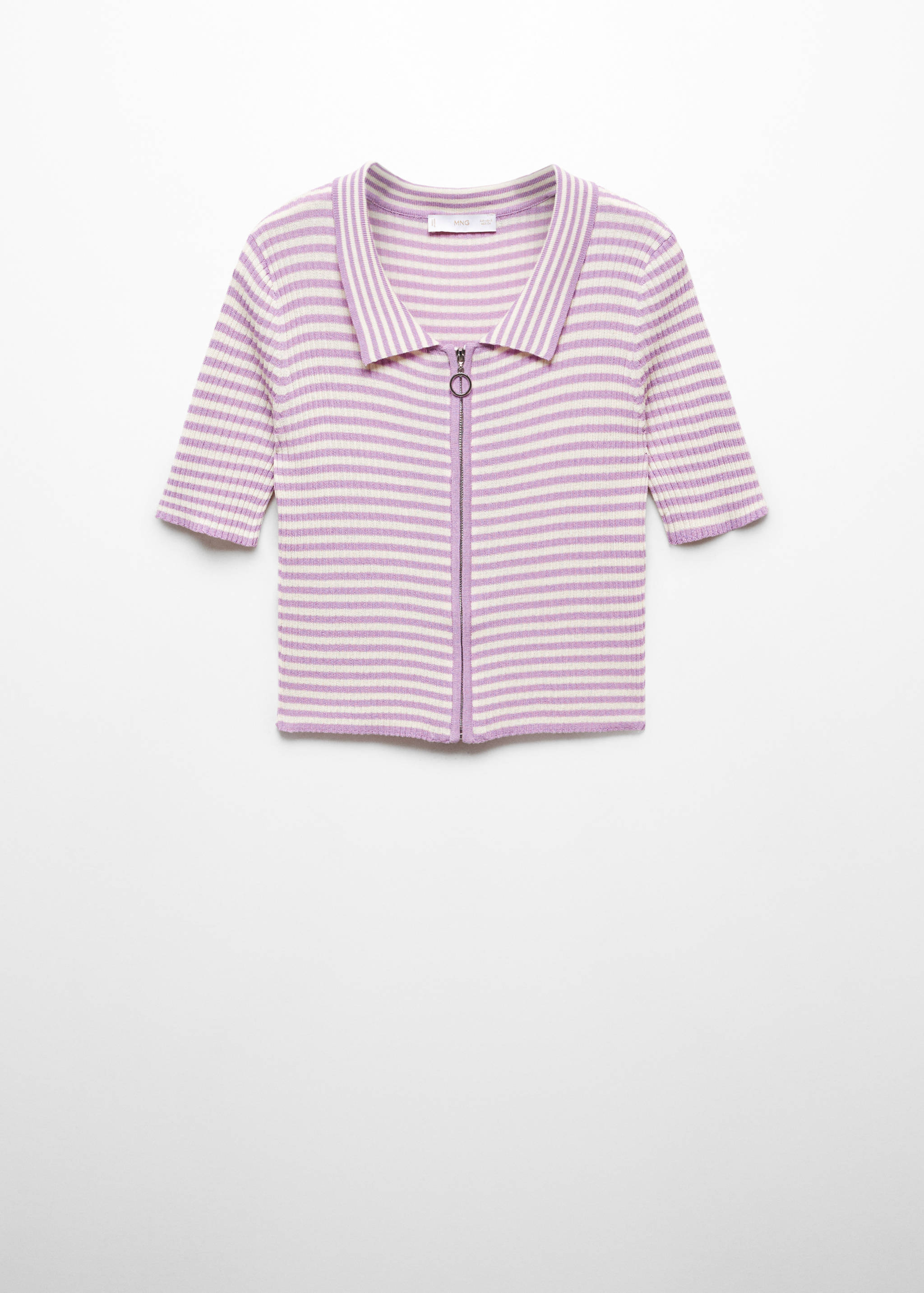 Striped zip-up polo shirt - Article without model