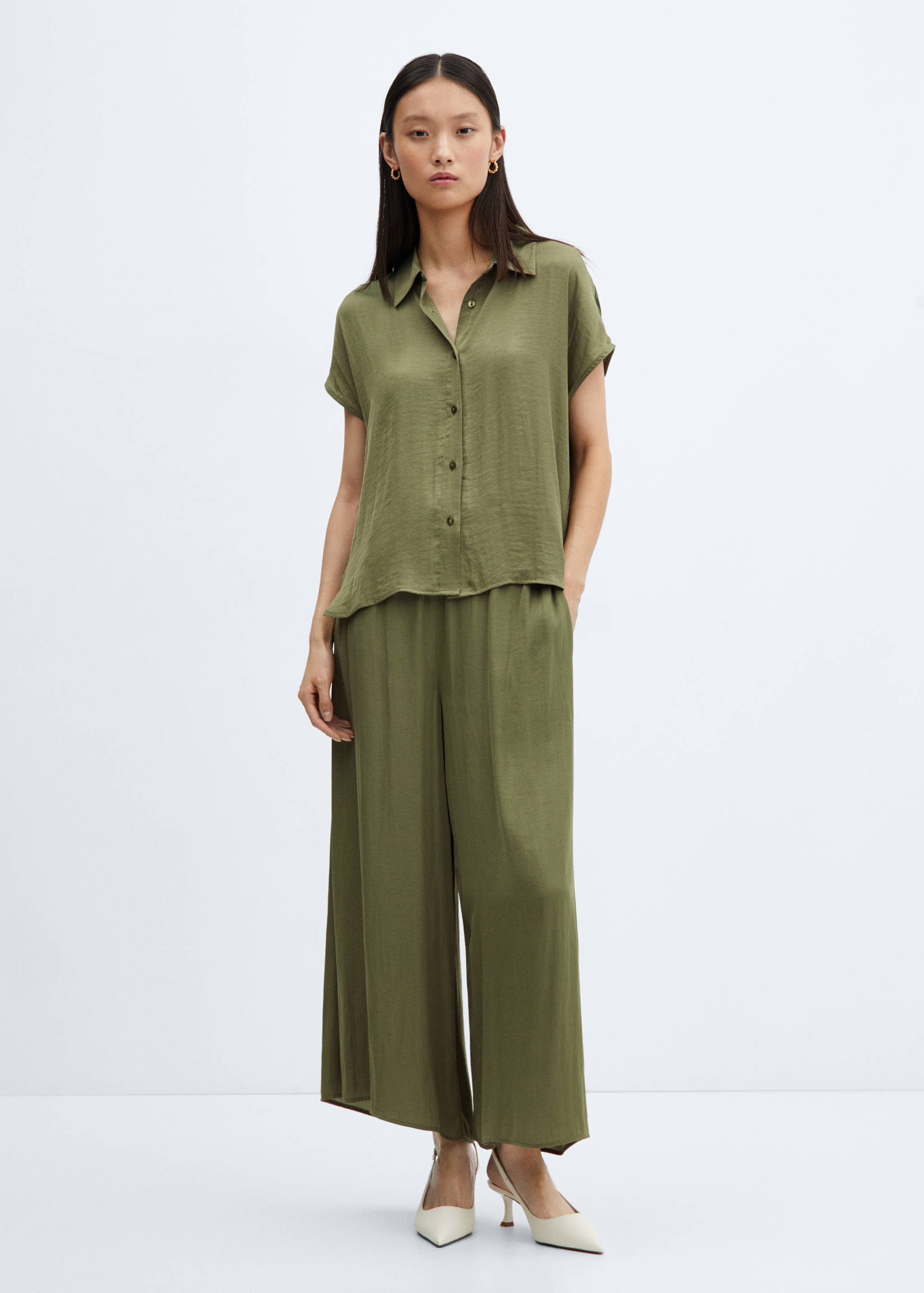 Pantalon satiné taille élastique - Plan général