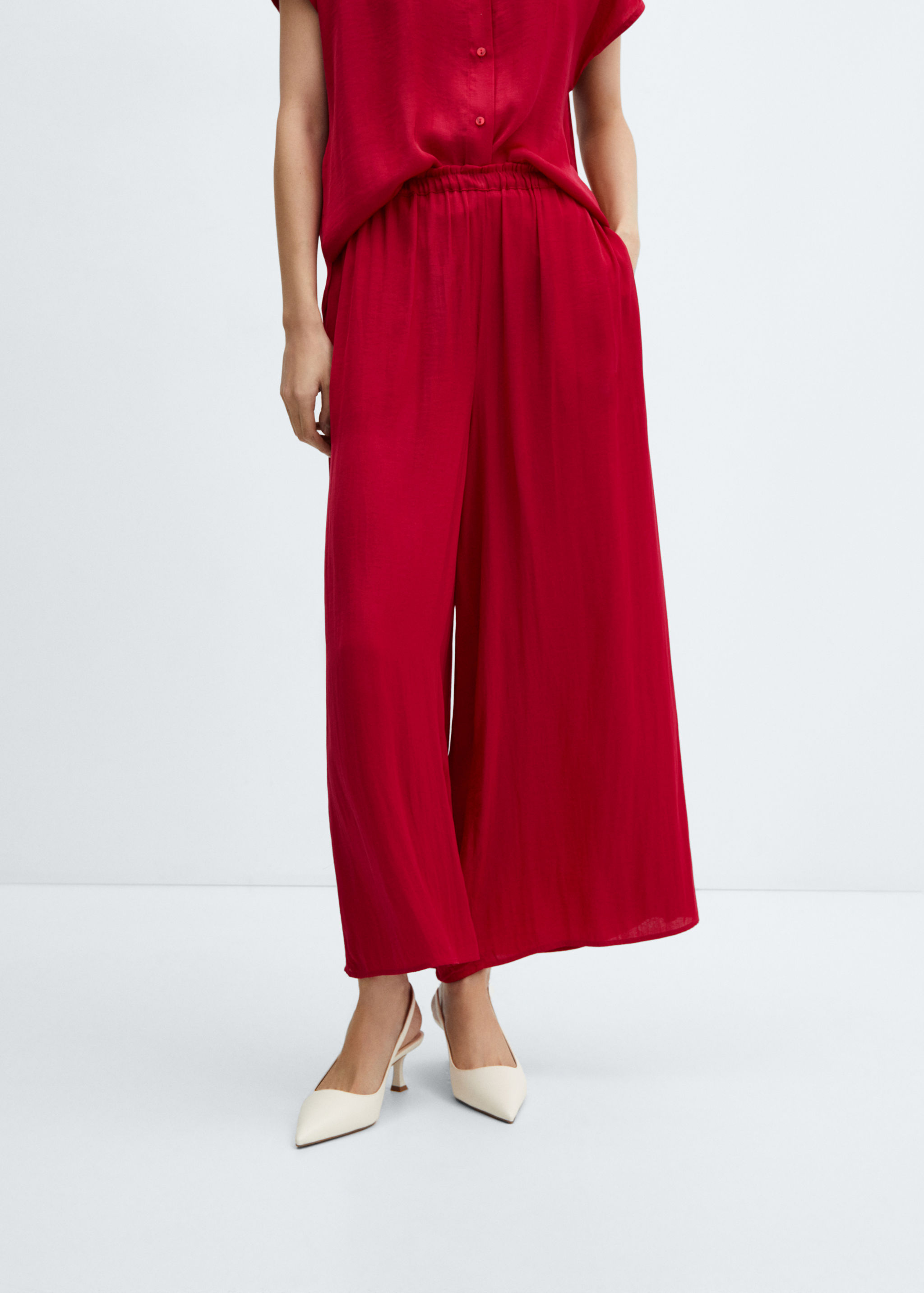 Satin trousers with elastic waist - Medium plane