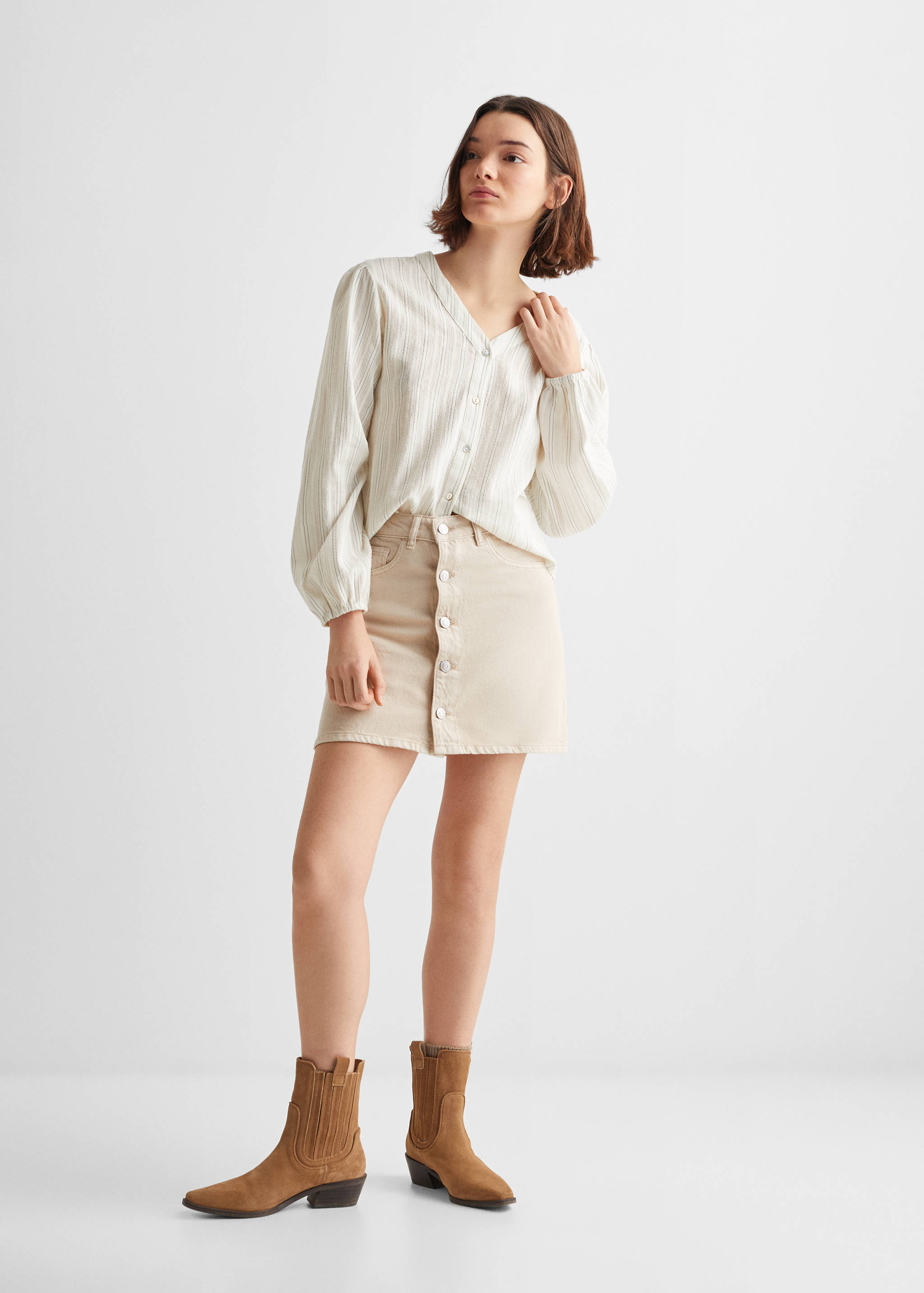 Gestreifte Baumwollbluse - Allgemeine Ansicht
