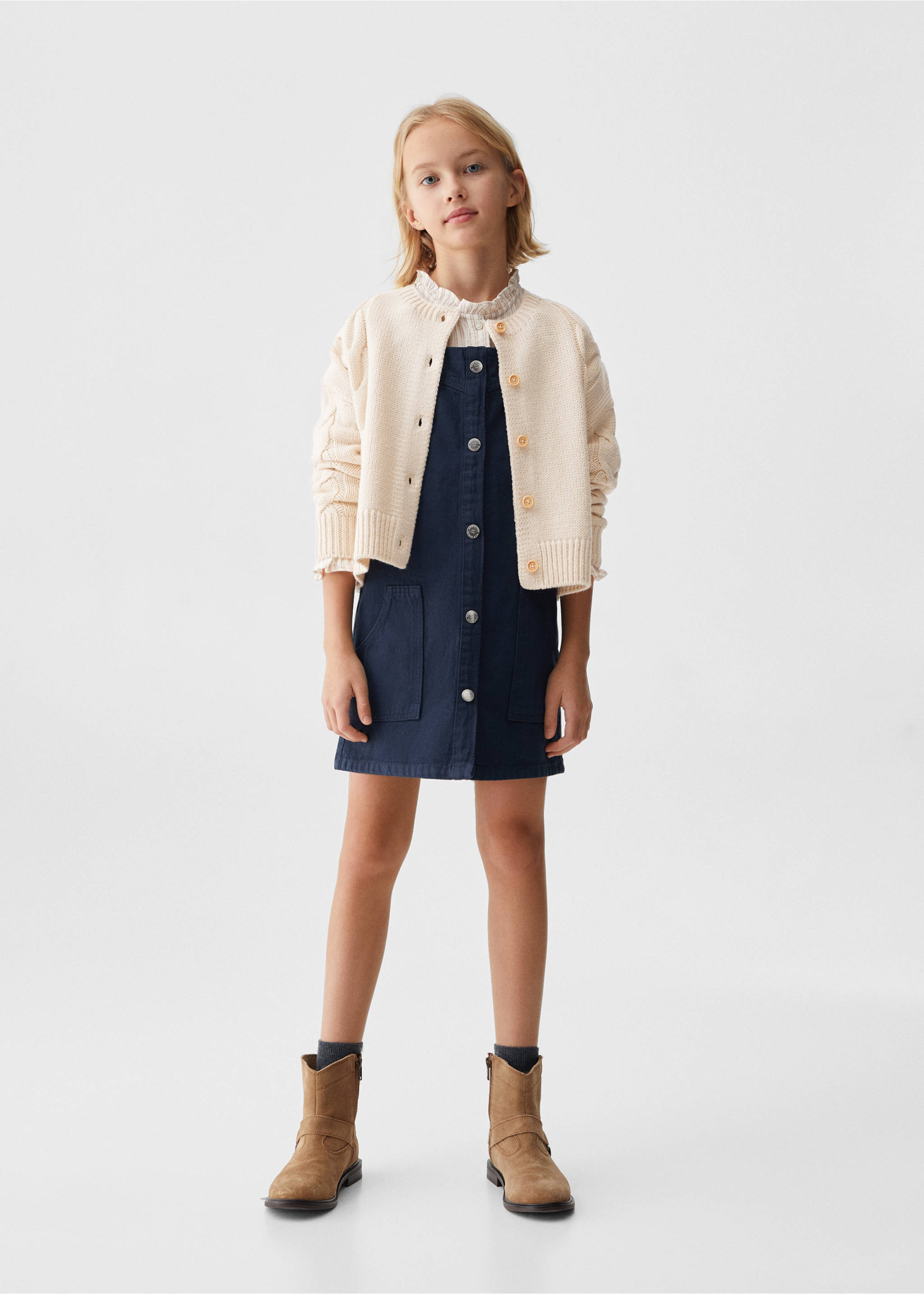 Knitted braided cardigan - General plane, Sand. Ref: 67092919-00.