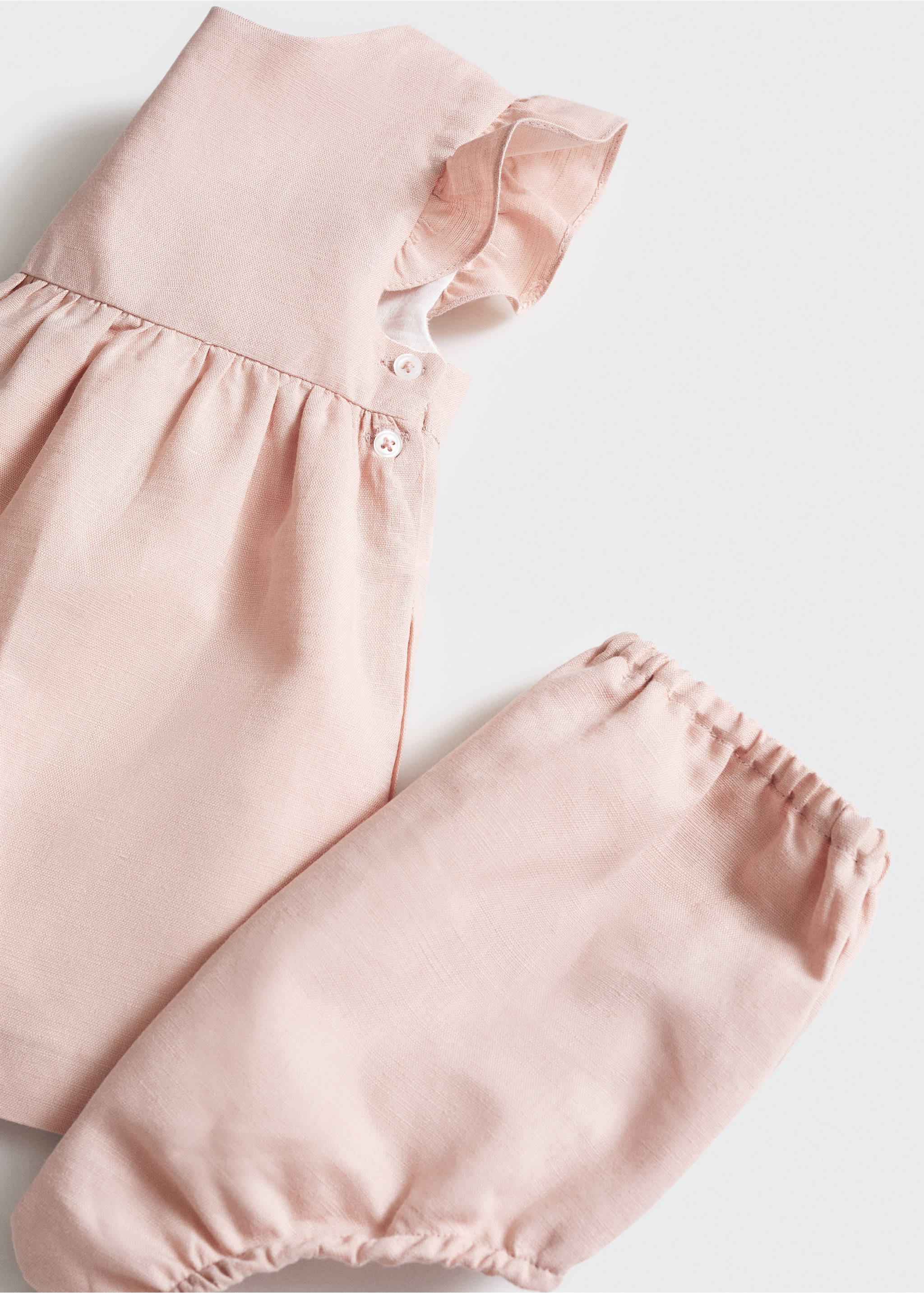 Linen dress and nappy cover - Details of the article 0, Pink. Ref: 67093698-00.