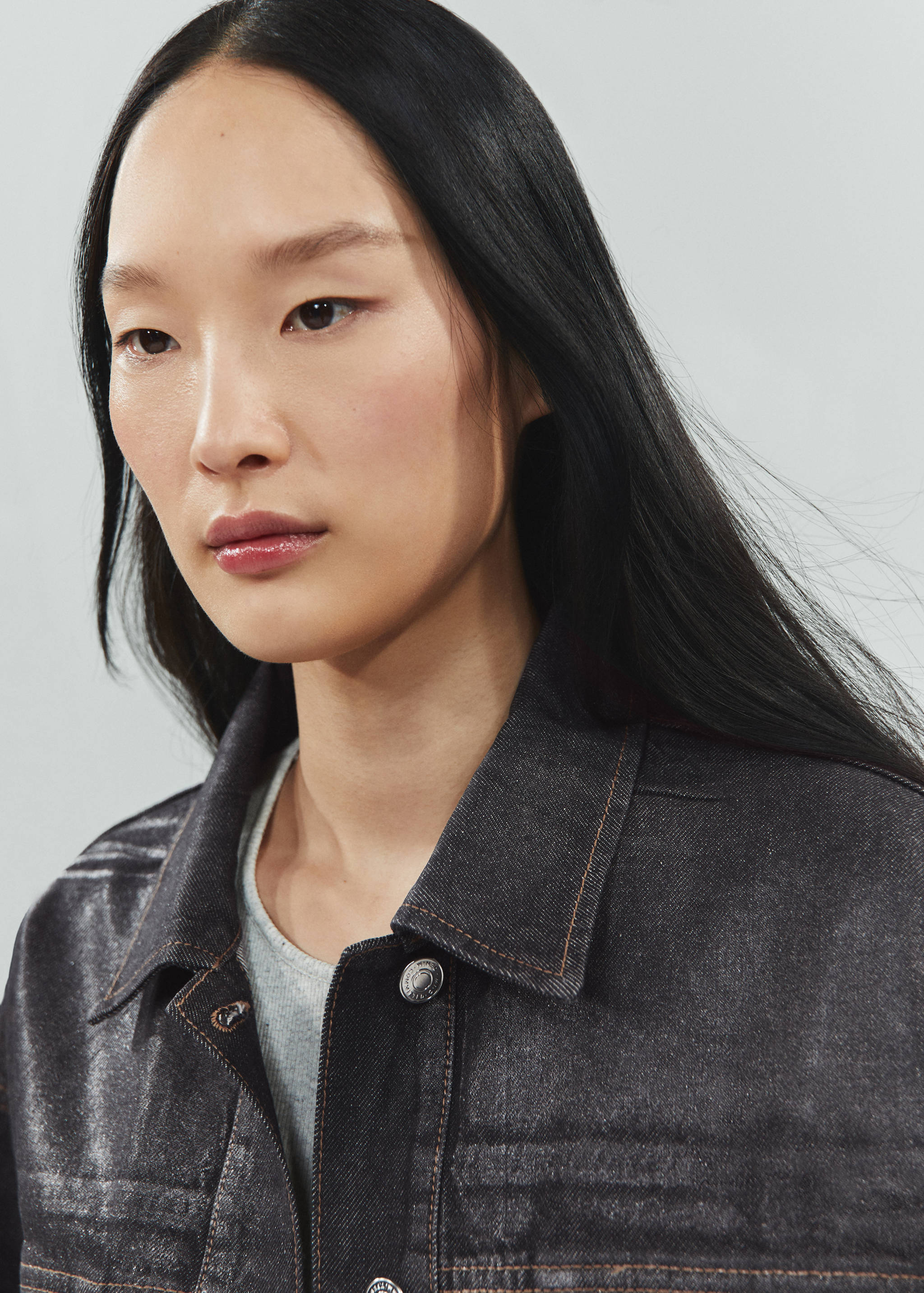 Geacă din denim foil oversize - Detaliu al articolului 1