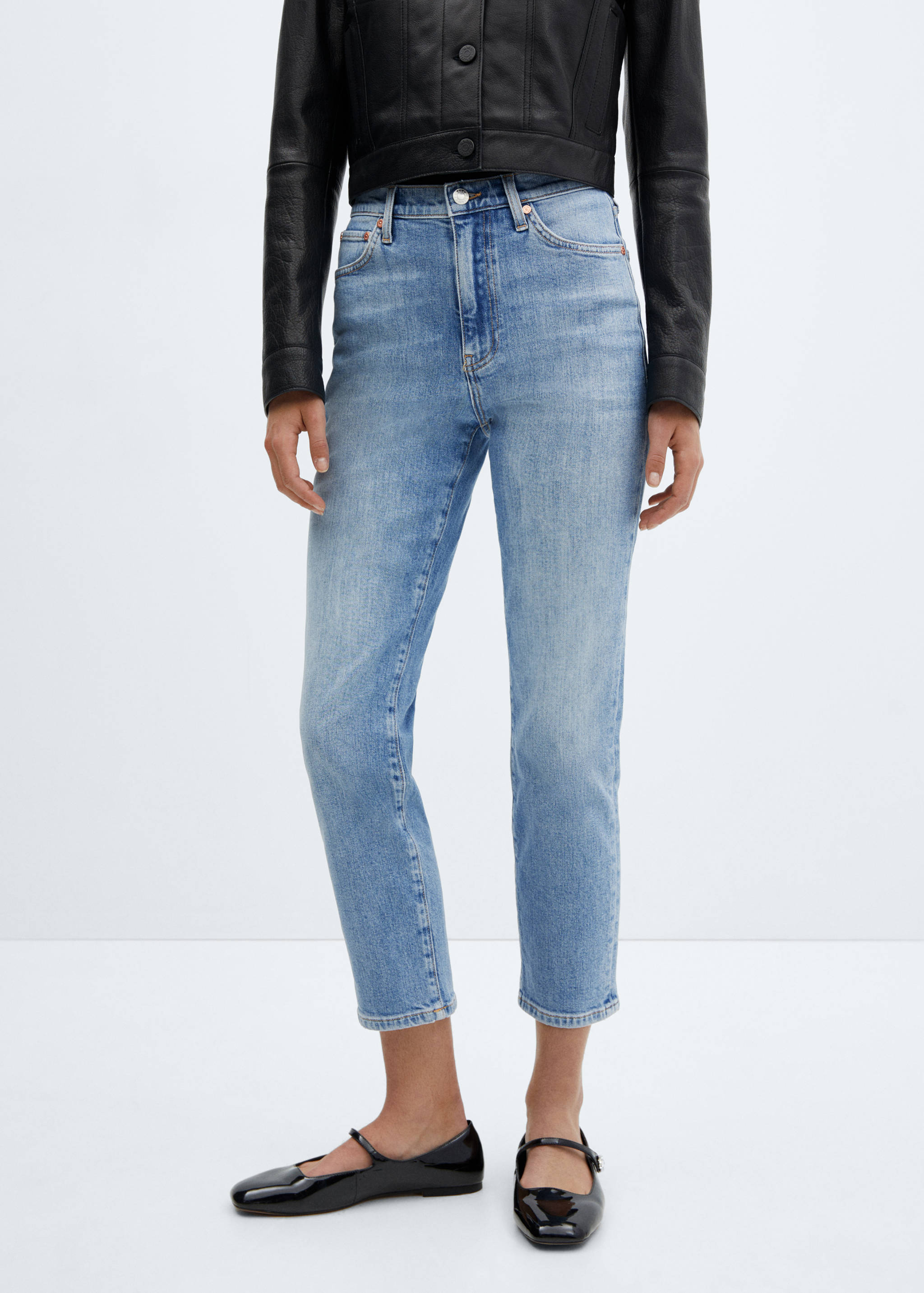 Claudia slim-fit cropped jeans - Medium plane