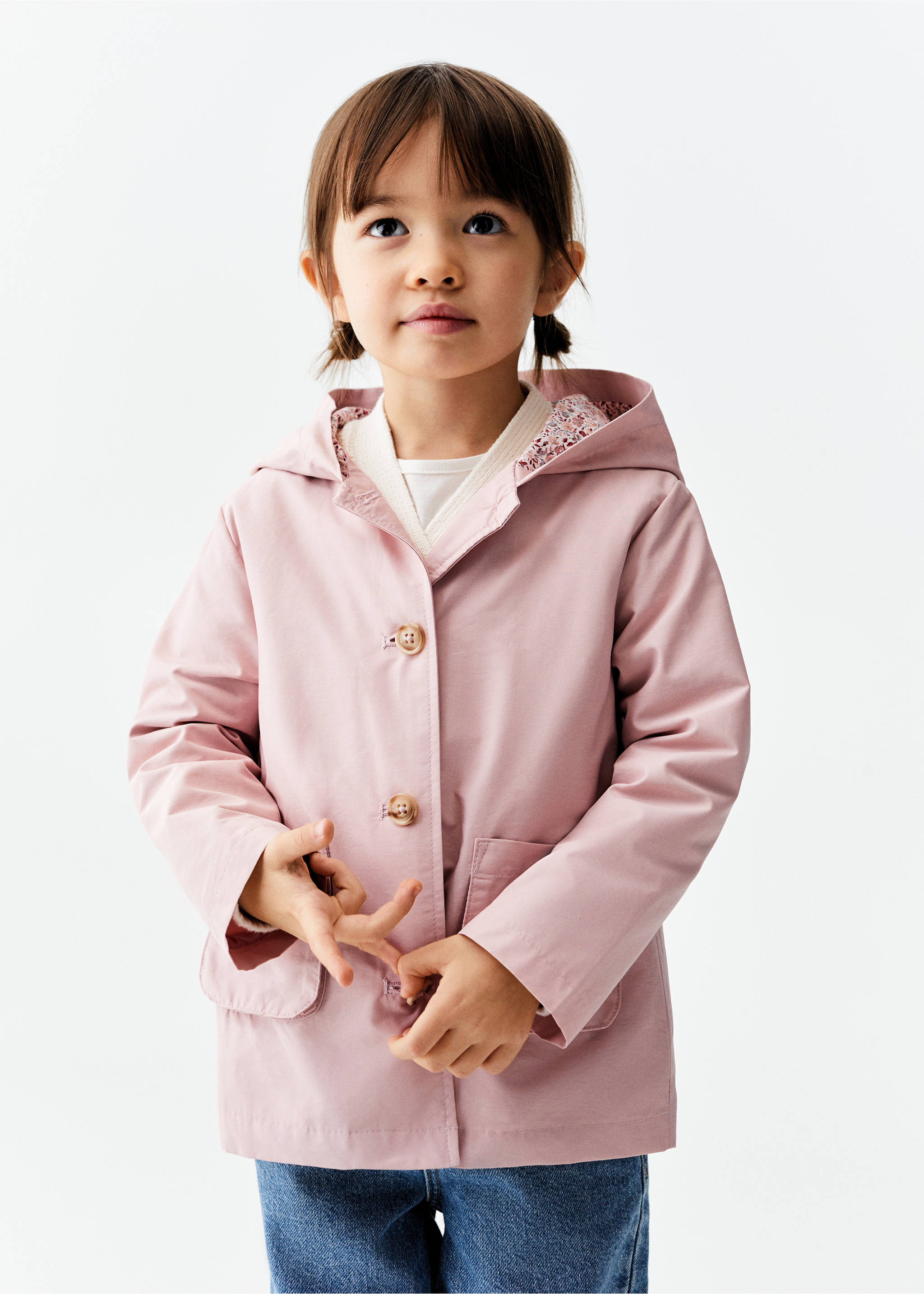 Baumwolljacke mit Knöpfen - Mittlere Ansicht, Rosa. Ref: 67094014-00.