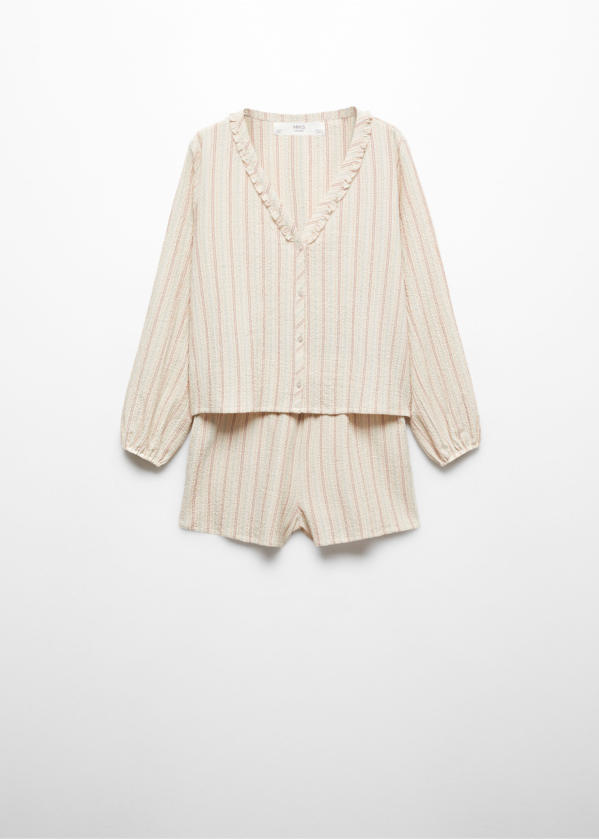 Two-piece textured cotton pyjamas - Article without model