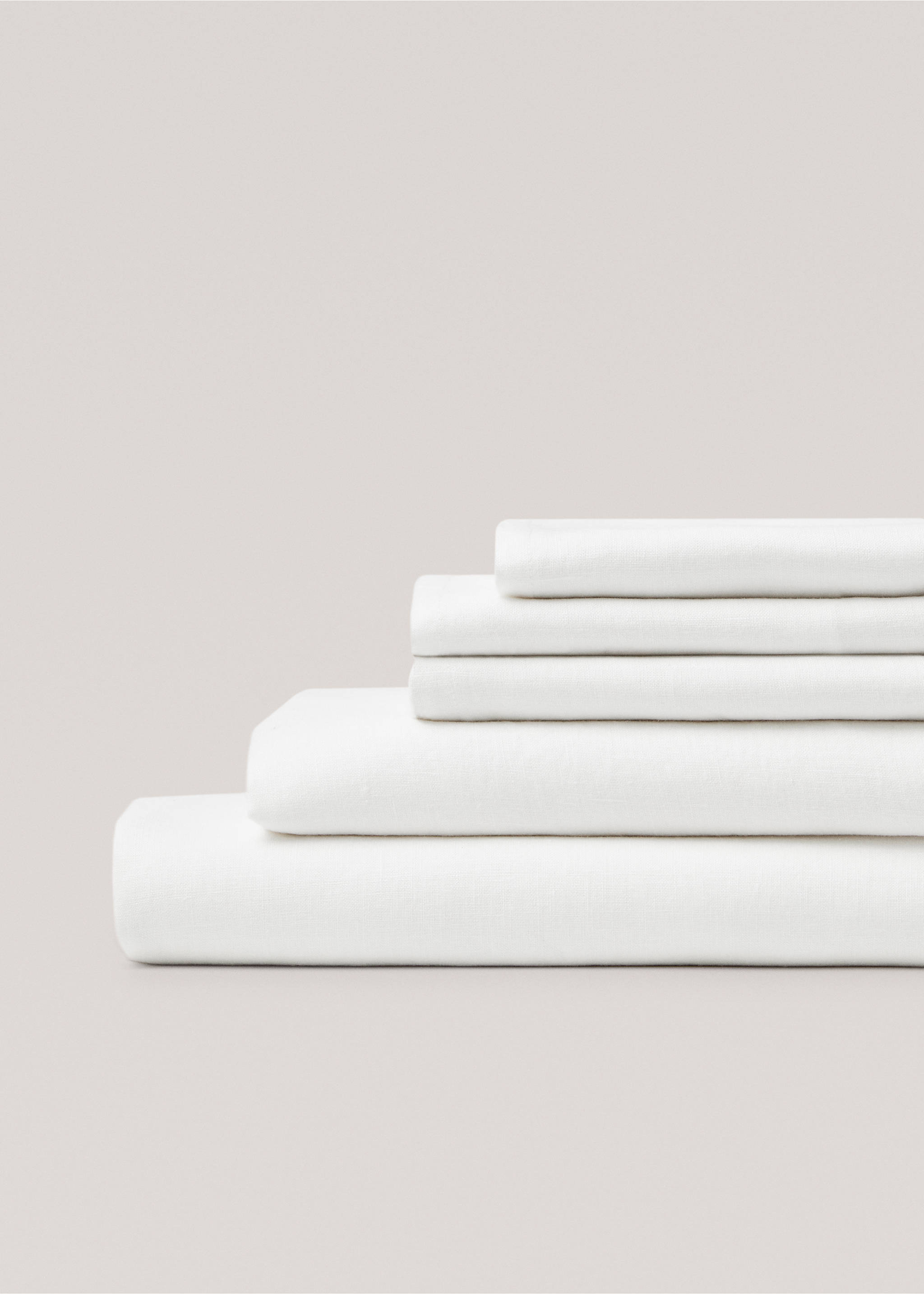 Linen top sheet for 180/200 cm bed - Details of the article 3, White. Ref: 67094024-00.
