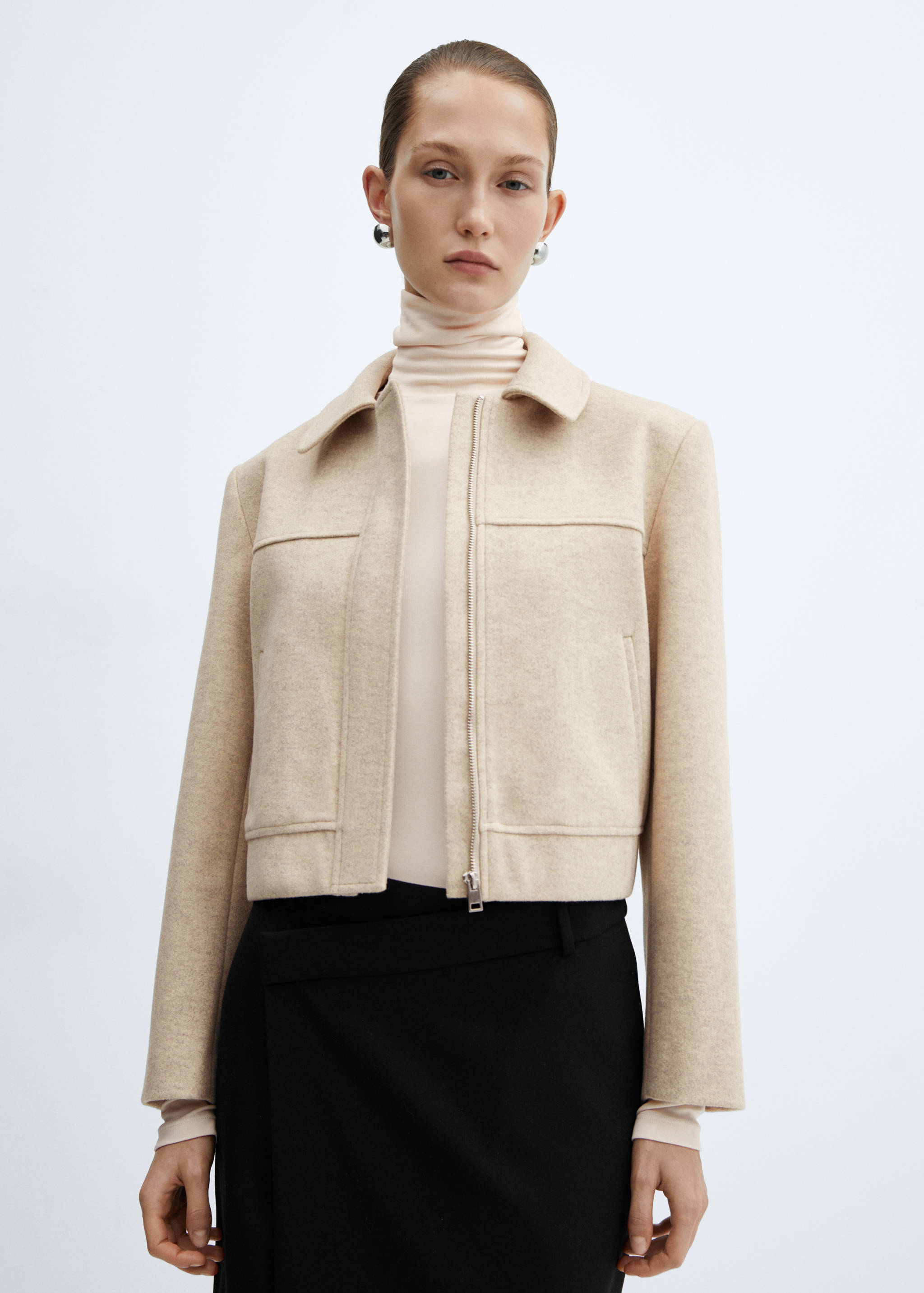 Zipper decorative seams jacket - Medium plane