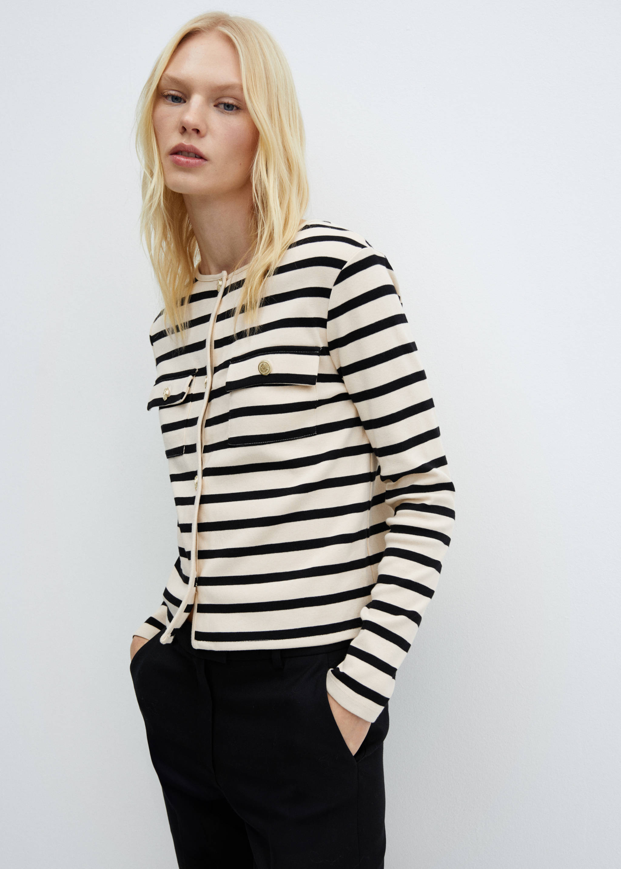 Striped cardigan with buttons - Medium plane