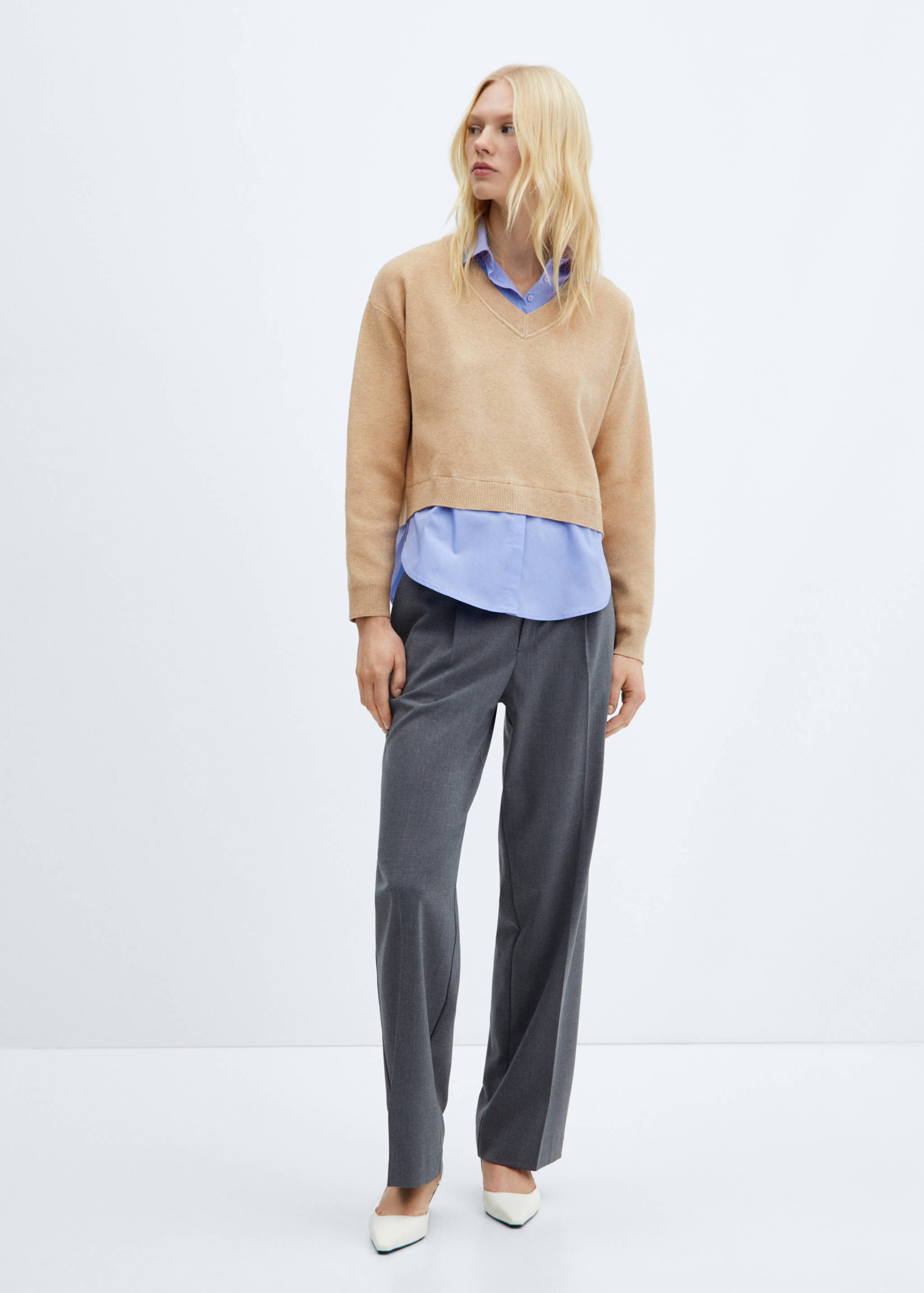 Pullover mit Hemdeinsatz - Allgemeine Ansicht