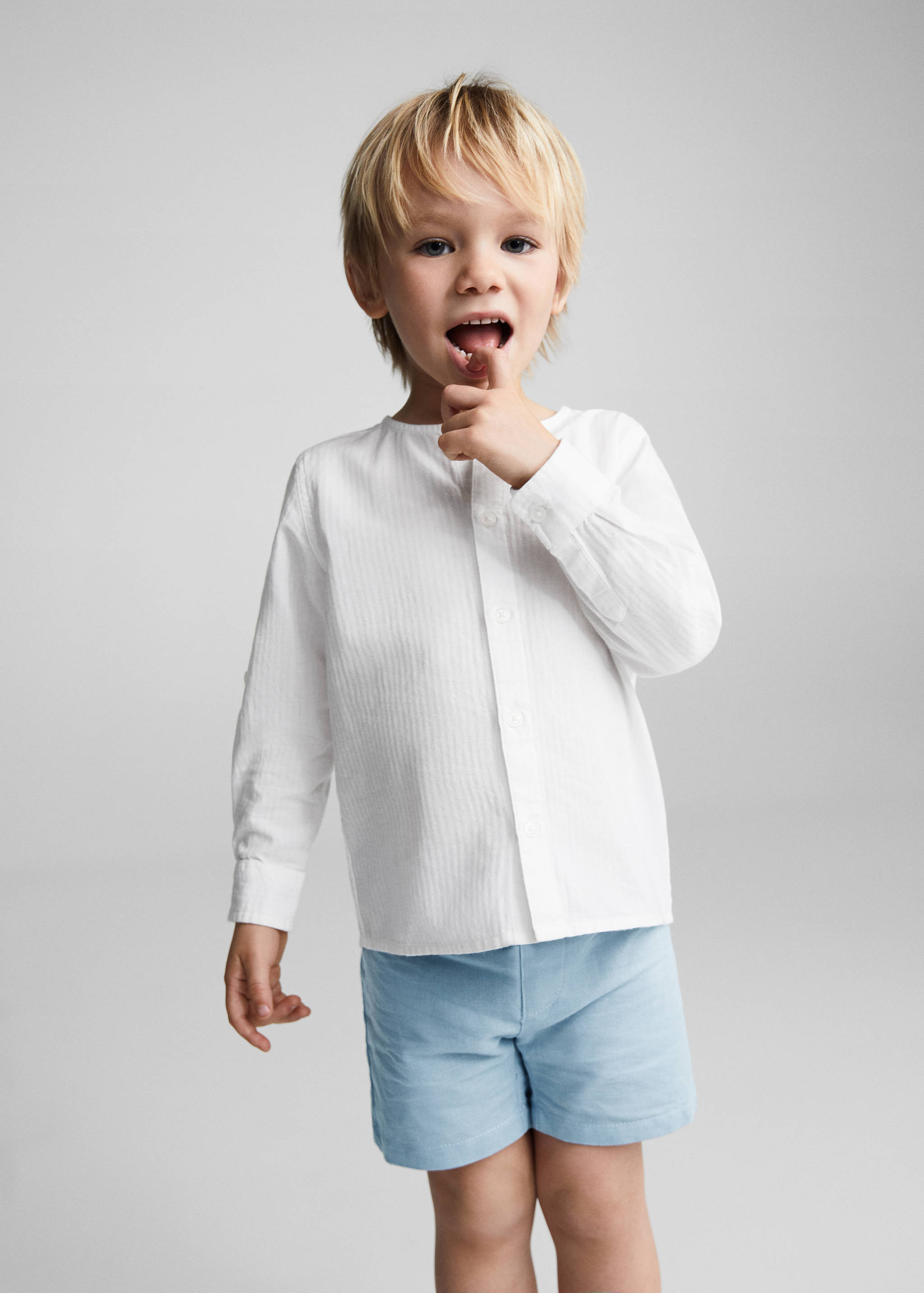 Linen-blend Bermuda shorts - Medium plane