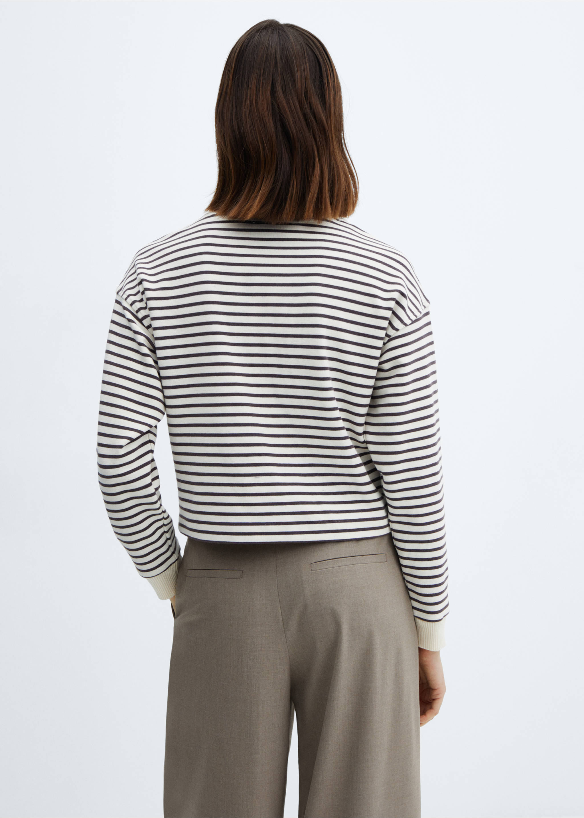 Striped knitted sweatshirt - Reverse of the article, Ecru. Ref: 67094042-00.