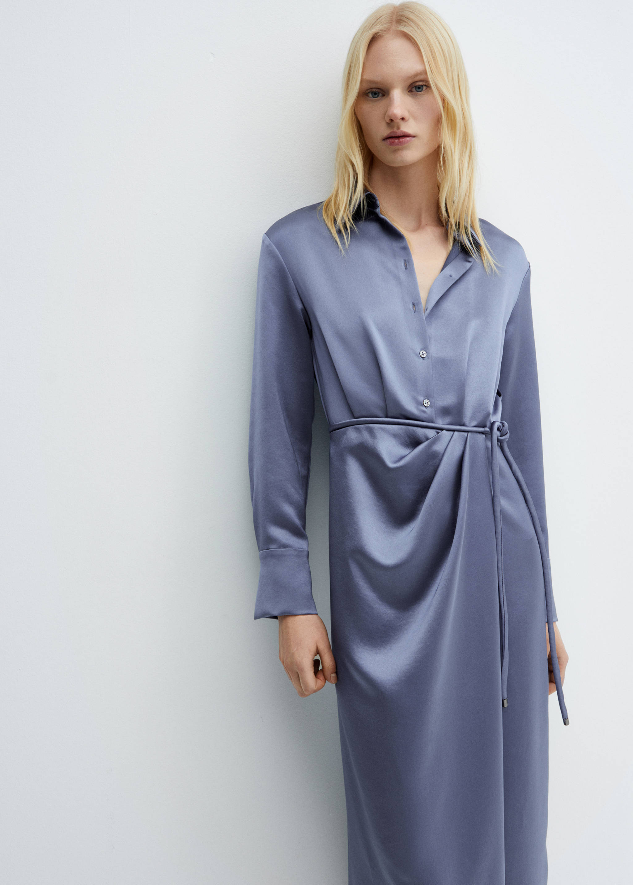 Satin shirt dress - Medium plane