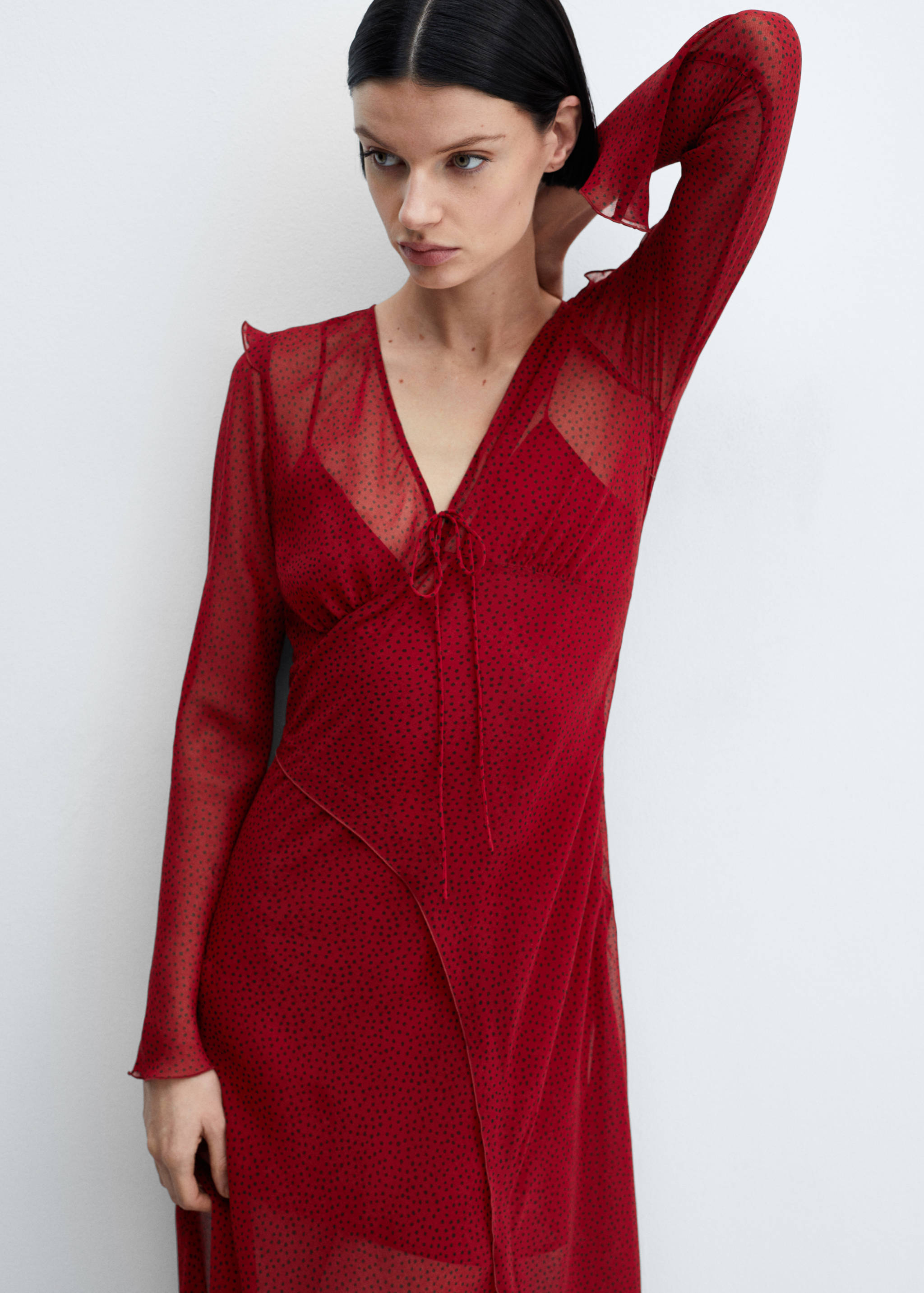 Vestido estampado lazo - Plano medio