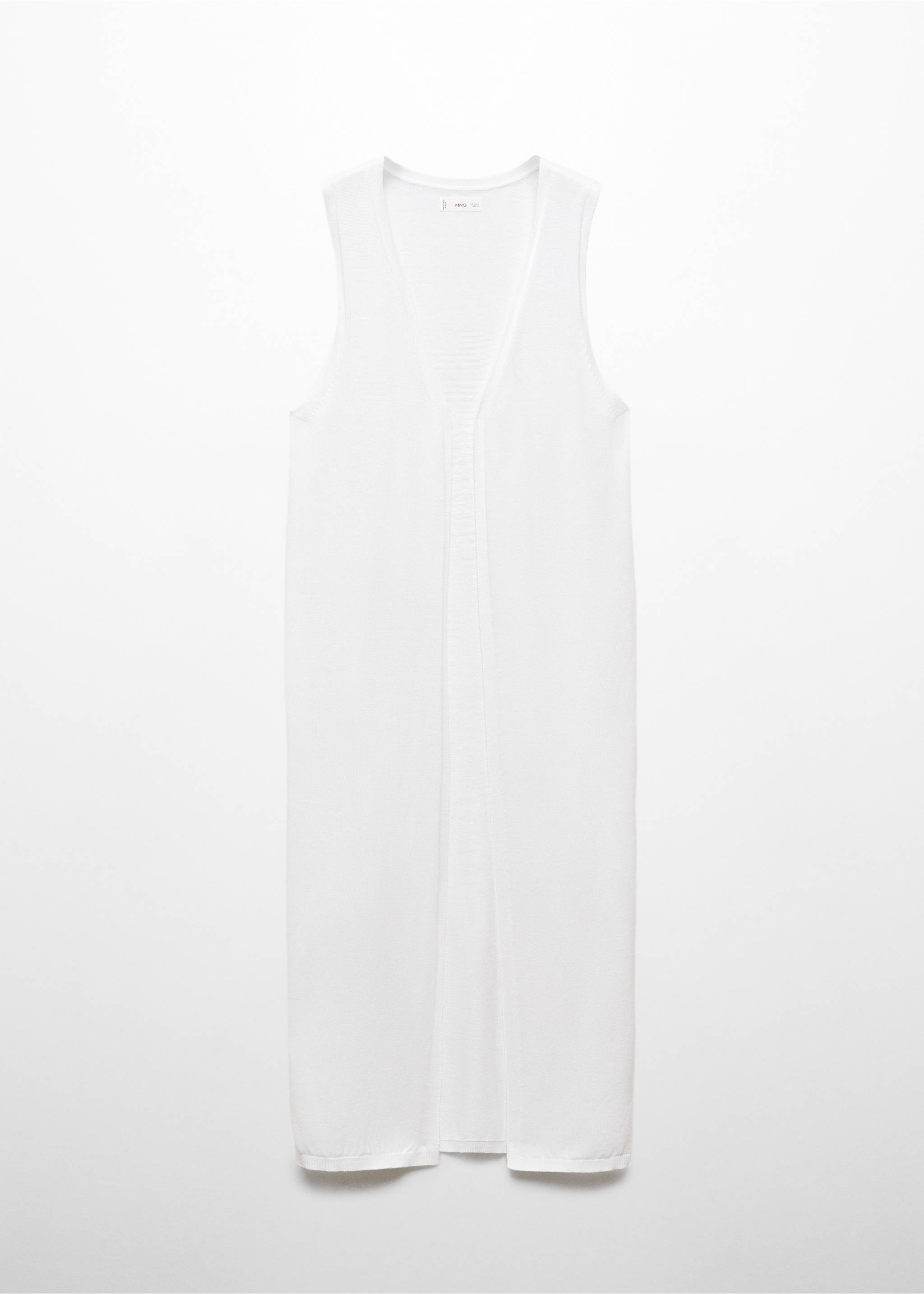 Lange Strickweste - Artikel ohne Model, Cremeweiß. Ref: 67094442-00.