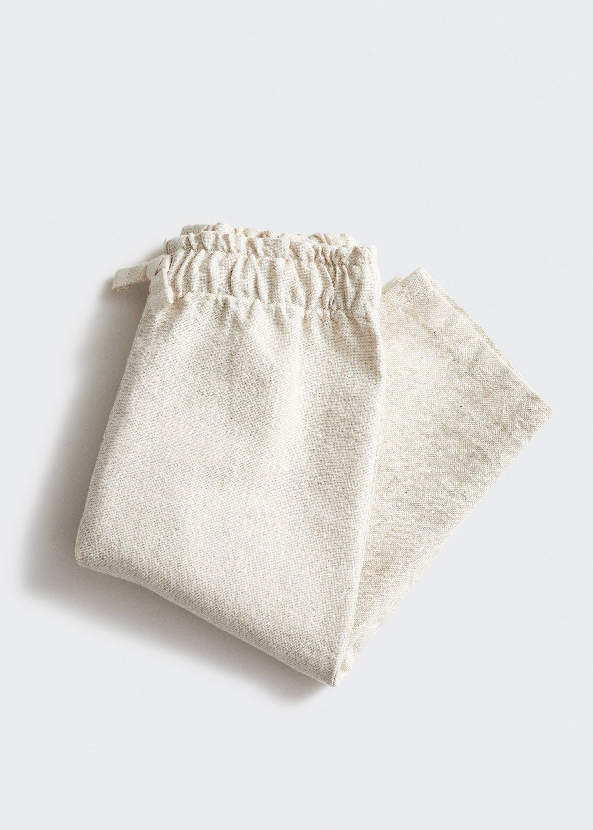 Linen-blend elastic waist trousers - Details of the article 0