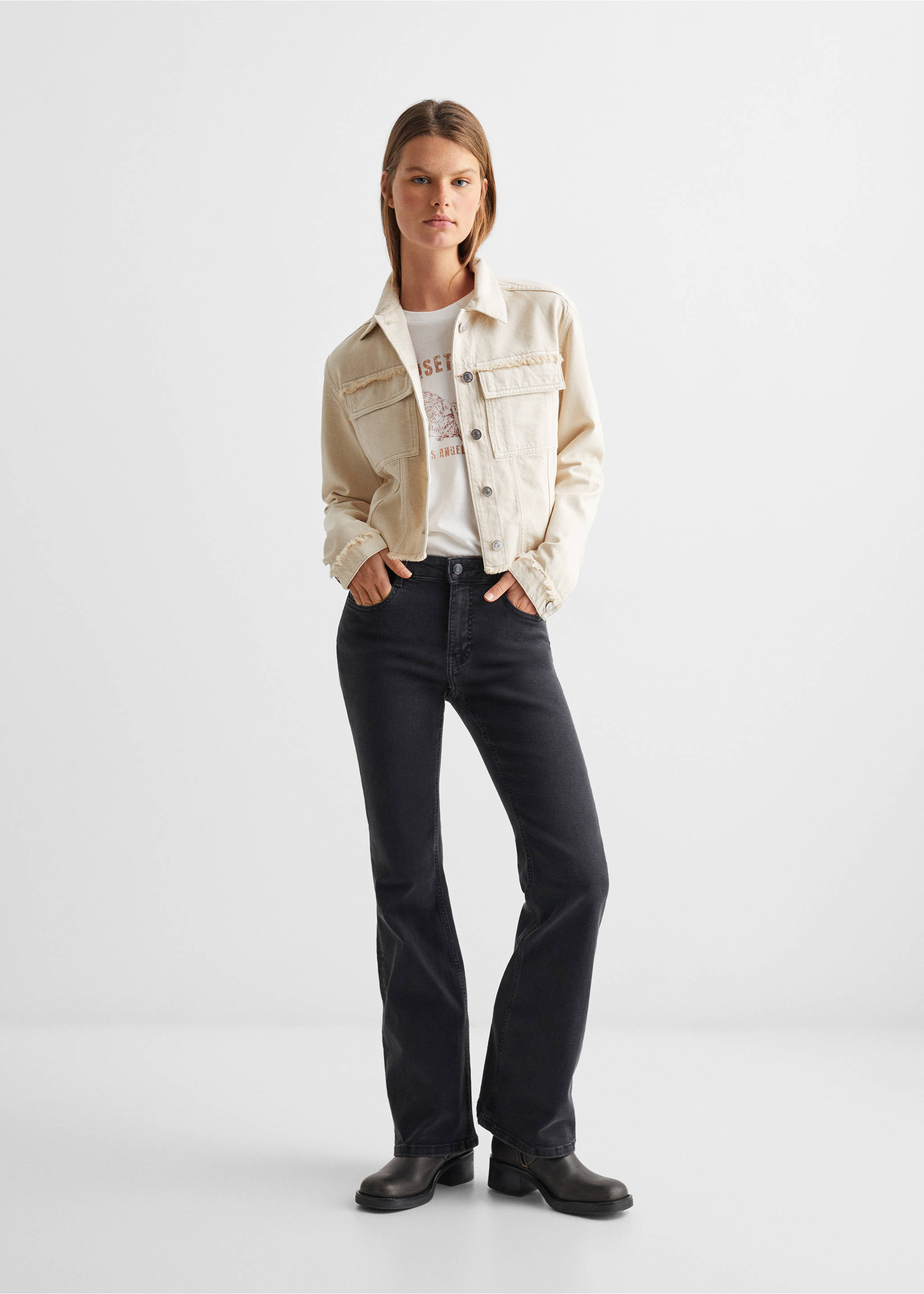 Blouson jean poches - Plan général, Beige. Ref: 67094466-00.