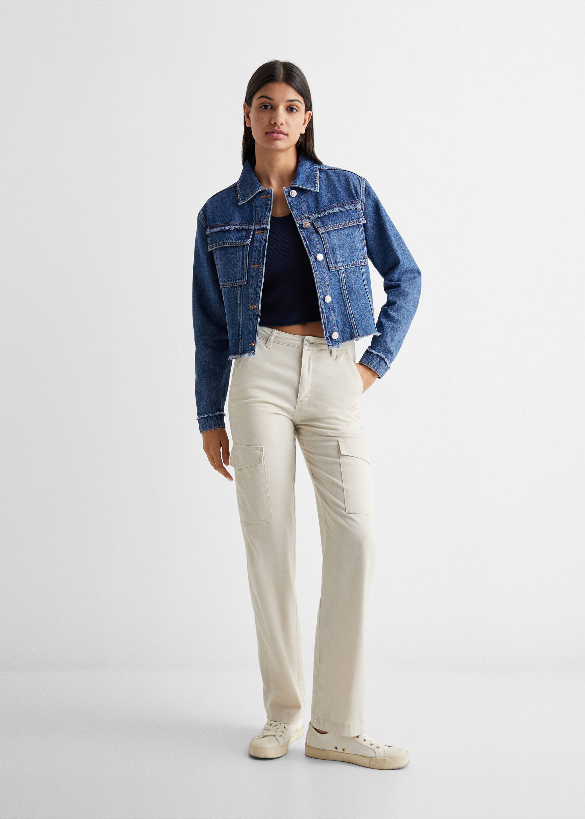 Blouson jean poches - Plan général, Bleu moyen. Ref: 67094466-00.