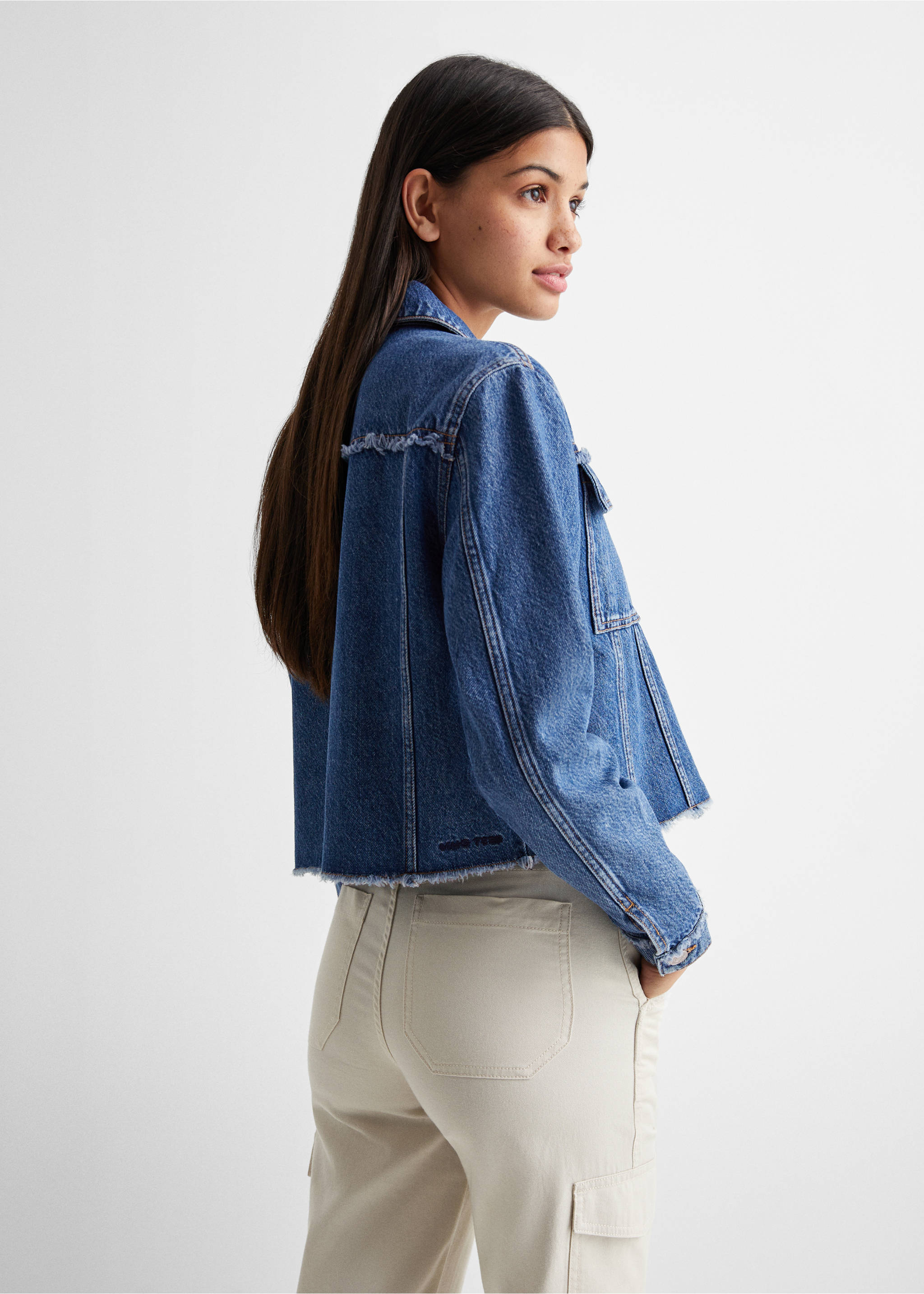 Blouson jean poches - Verso de l’article, Bleu moyen. Ref: 67094466-00.