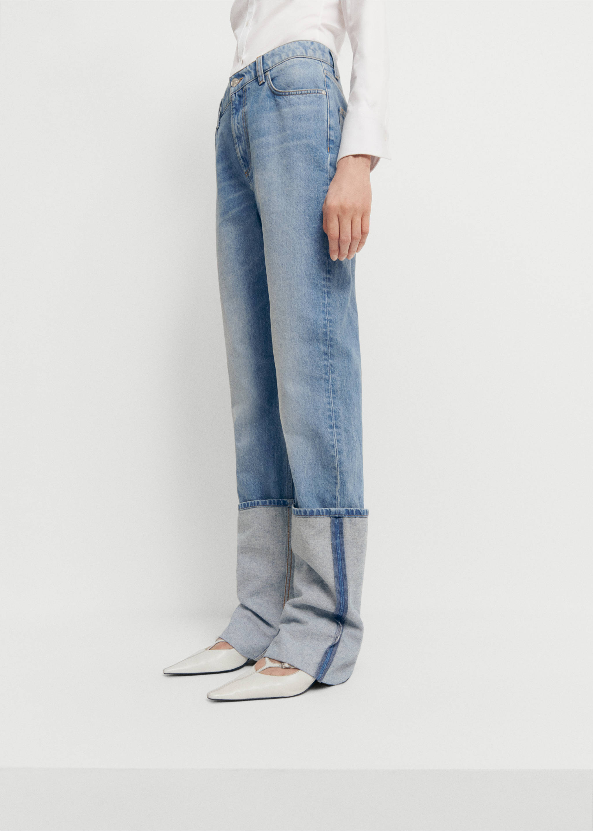 Turned-up straight jeans - Medium plane, Medium Blue. Ref: 67094474-00.