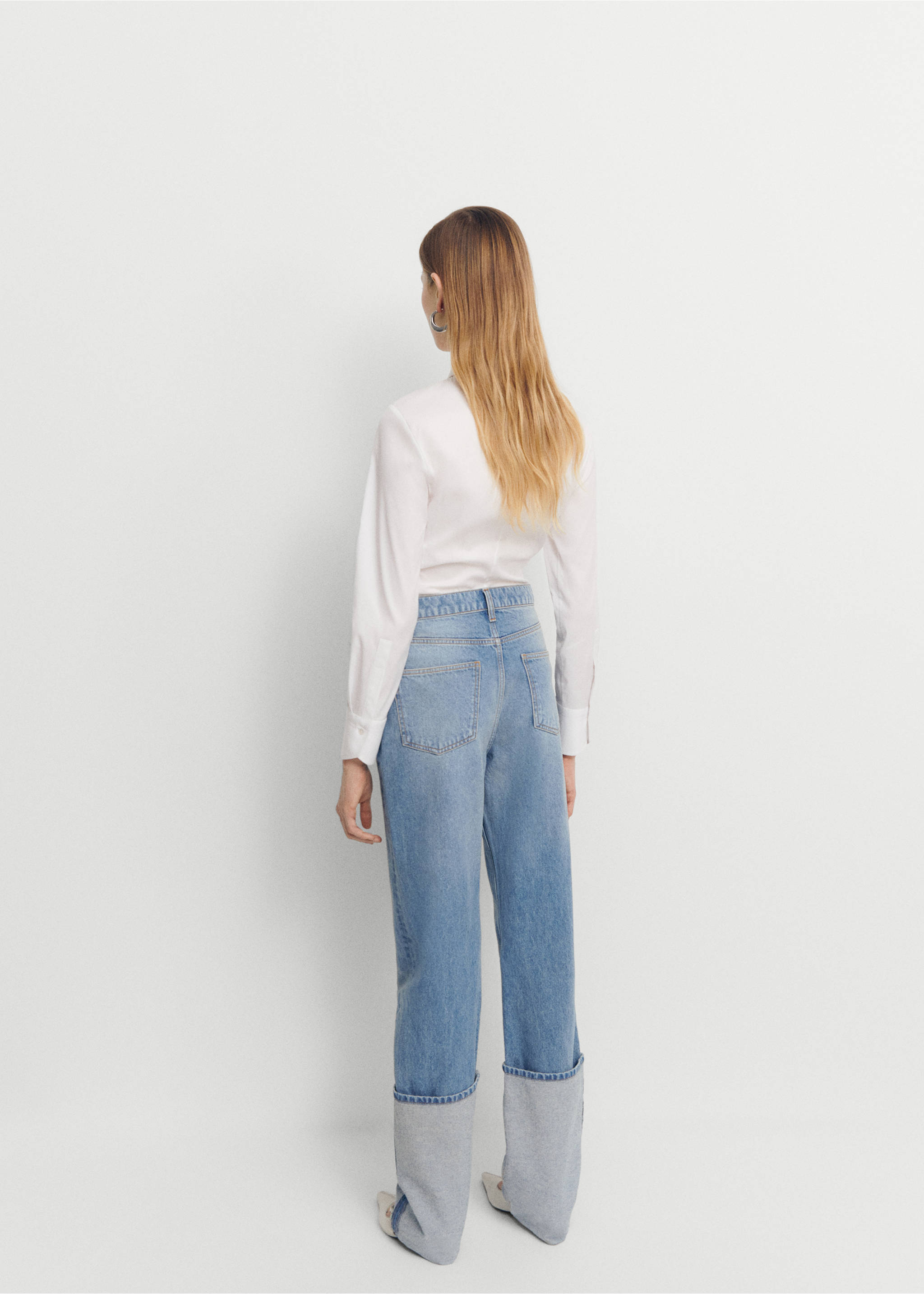 Turned-up straight jeans - Reverse of the article, Medium Blue. Ref: 67094474-00.